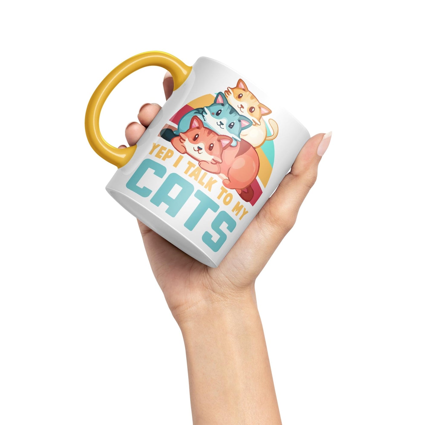 Yep I Talk to My Cats cat Sarcastic Joke Ceramic Coloured Mug Cup for Tea Coffee Hot Brew 330ml 11Oz