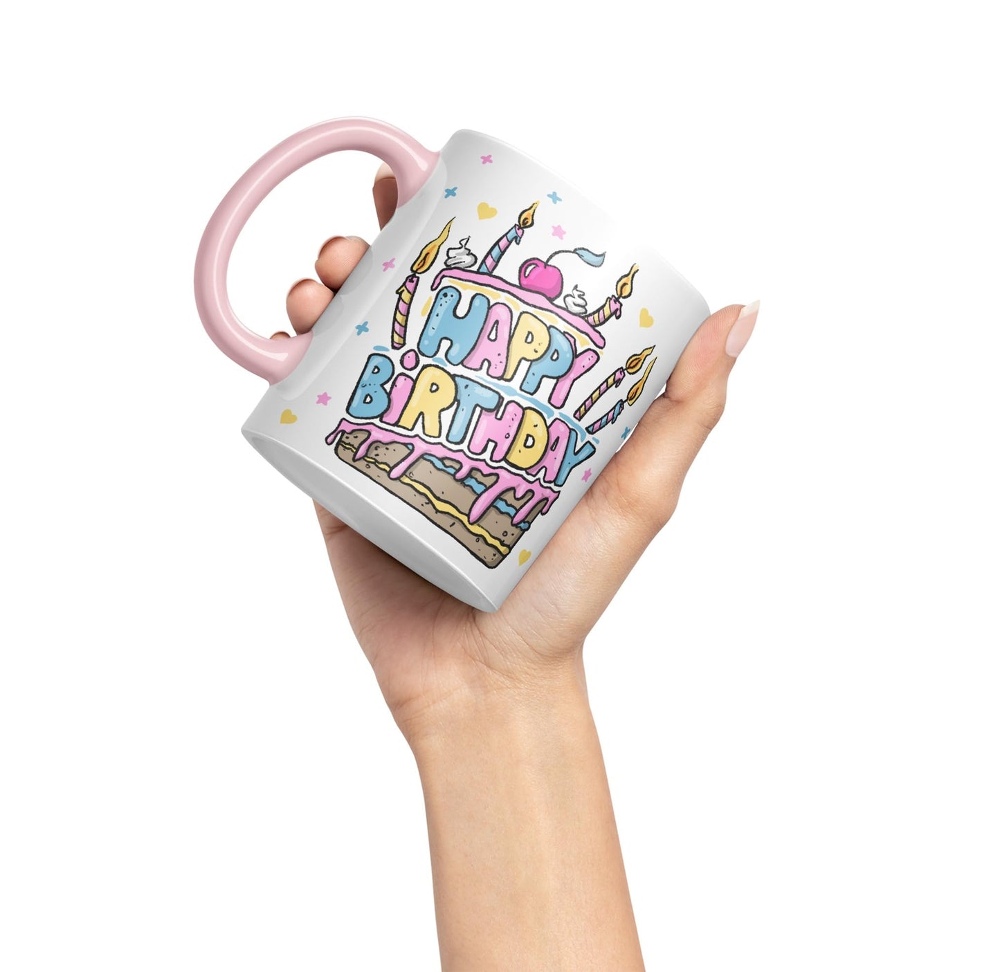 Vixar Happy Birthday Mug Cake Ceramic Coloured Mug Cup Gift Tea Coffee Christmas Office Home