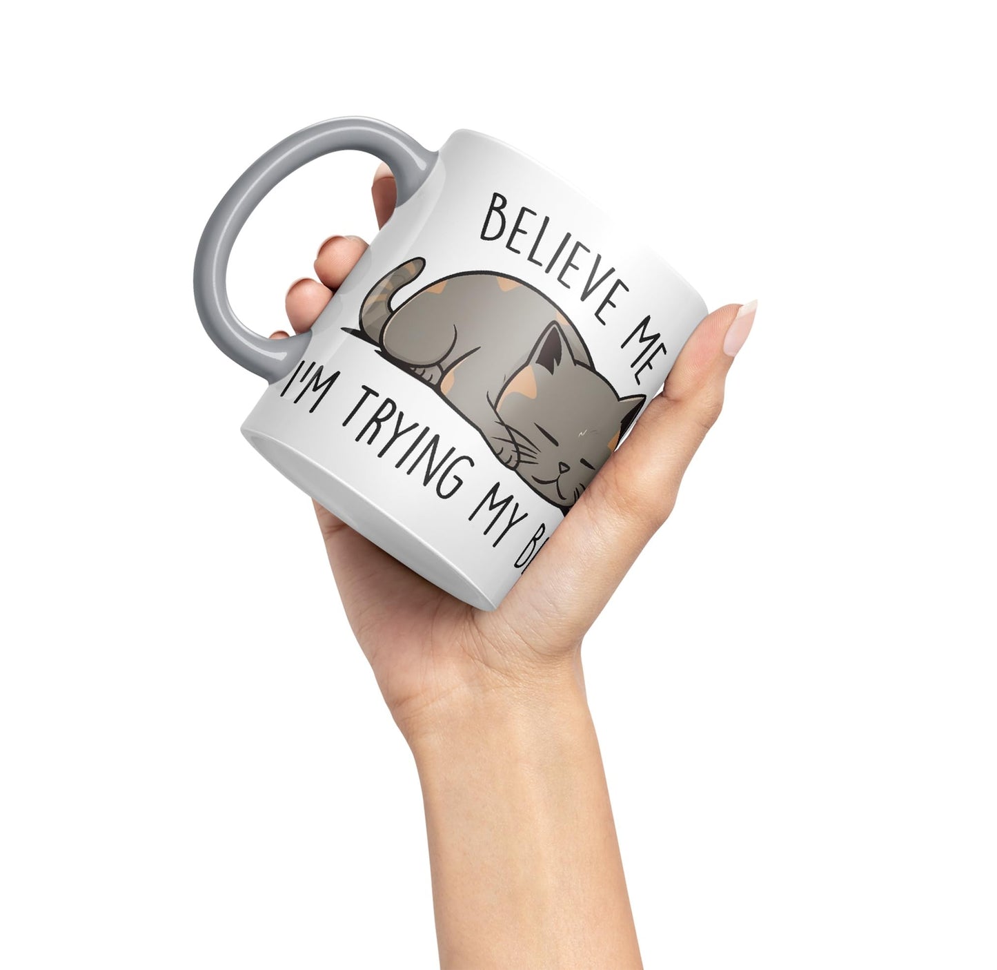 Vixar Belive Me I'm Trying My Best Cats Sarcastic Joke Ceramic Coloured Mug Cup for Tea Coffee Hot Brew 330ml 11oz