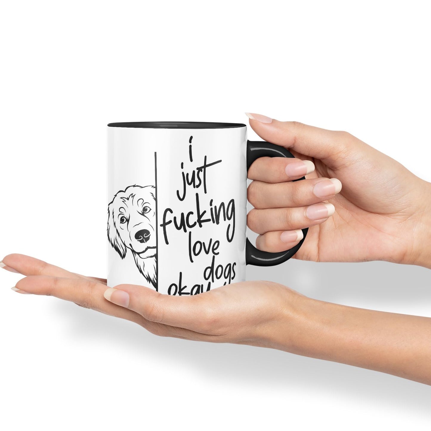 Vixar I just f_ucking Love Dogs Okay, Hidden, Hiding Dog cat Joke sarkasm Ceramic Coloured Mug Cup for Tea Coffee Hot Brew 330ml 11Oz Gift V2