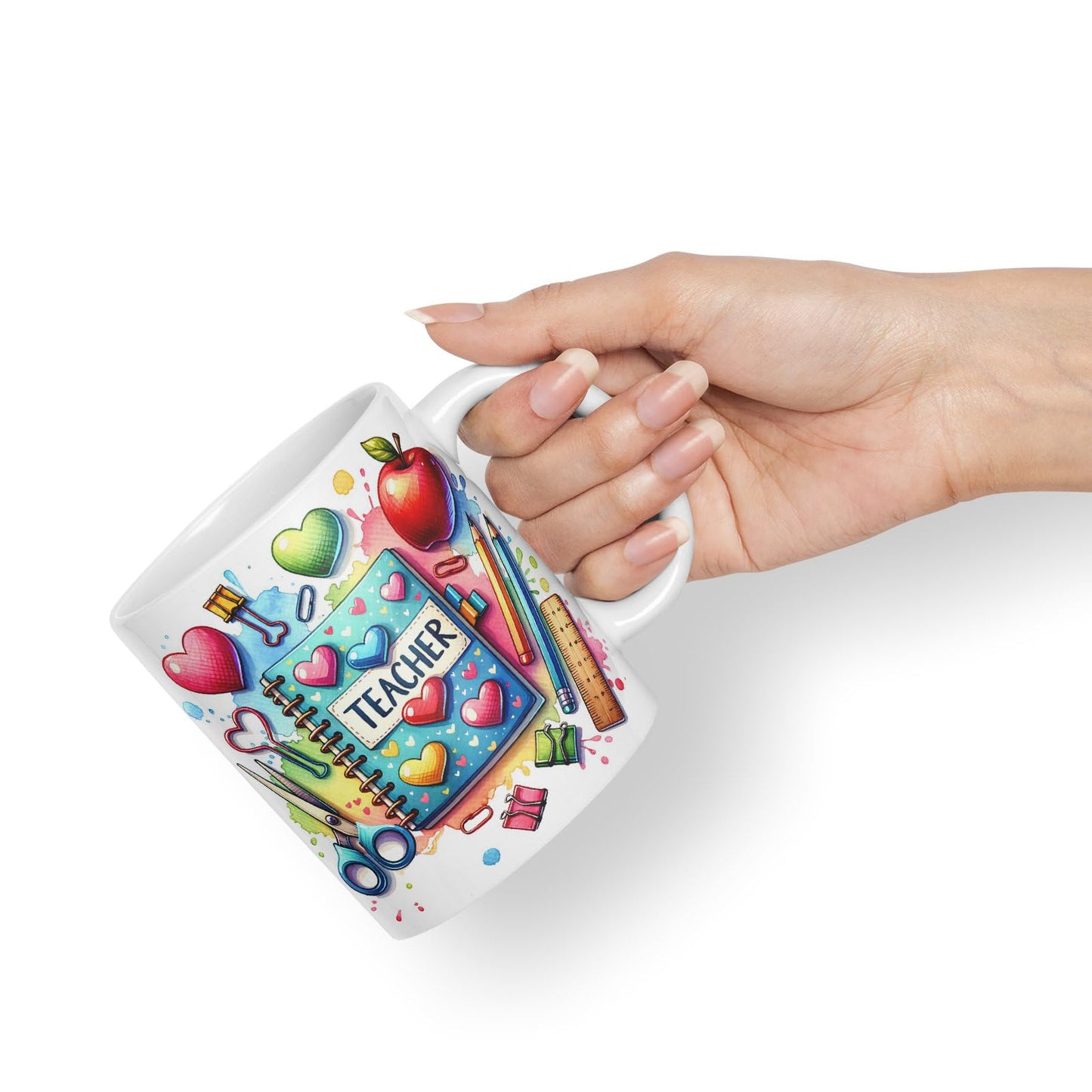 Vixar Teacher Mug Thank You, End of School Gift Ceramic Coloured Mug Cup for Tea Coffee Hot Brew 330ml 11Oz Gift