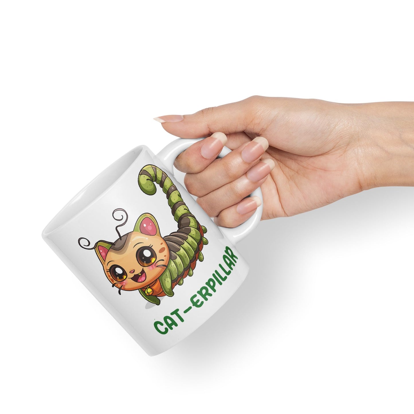 Cat-erpillar cat Kitten Joke sarkasm Sarcastic Ceramic Coloured Mug Cup for Tea Coffee Hot Brew 330ml 11Oz Gift