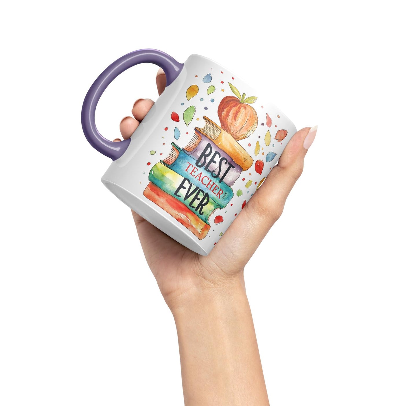 Vixar Best Teacher Mug Thank You, End of School Gift Ceramic Coloured Mug Cup for Tea Coffee Hot Brew 330ml 11Oz Gift Bta1