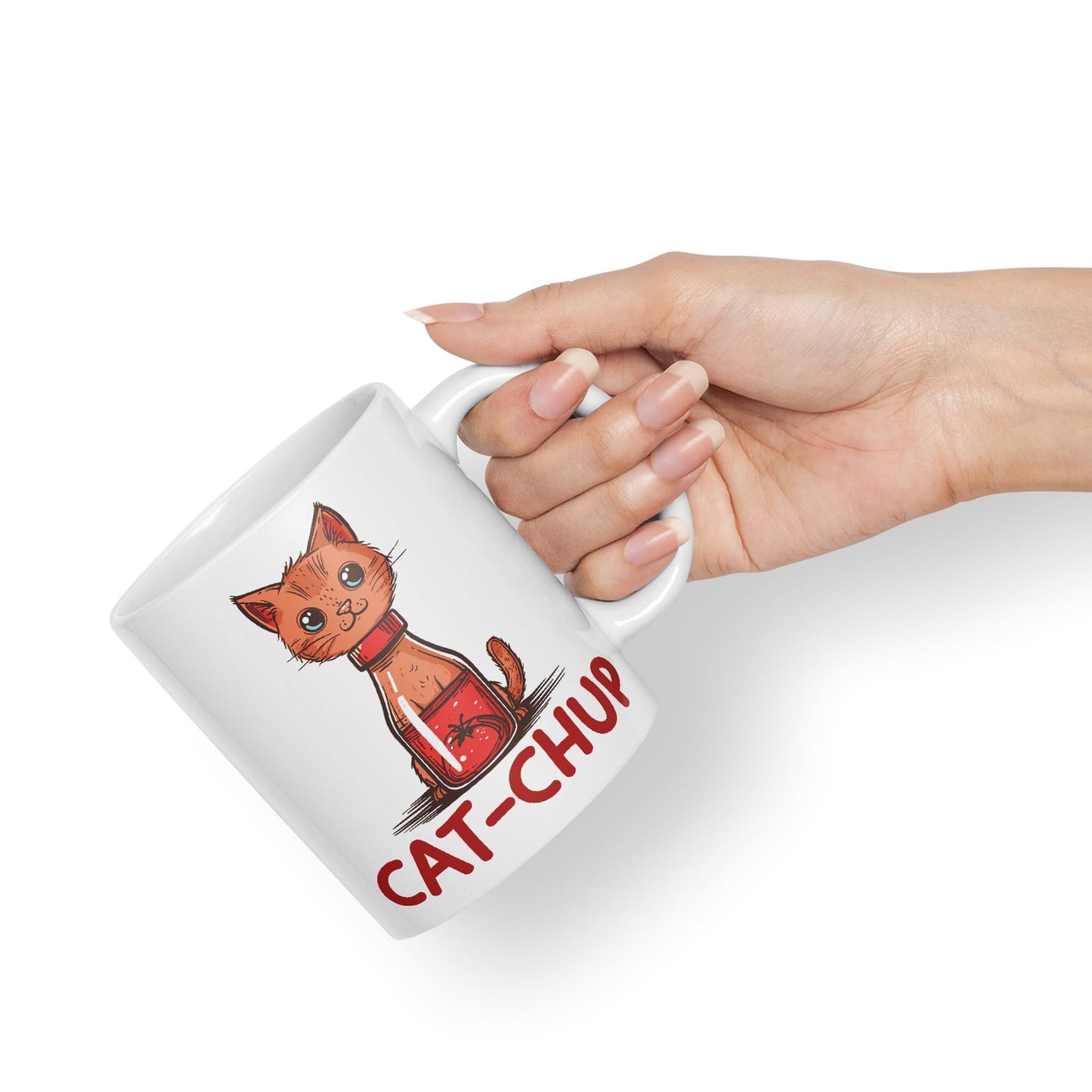 Cat-Chup, Cat Kitten Joke sarkasm Sarcastic Ceramic Coloured Mug Cup for Tea Coffee Hot Brew 330ml 11Oz Gift