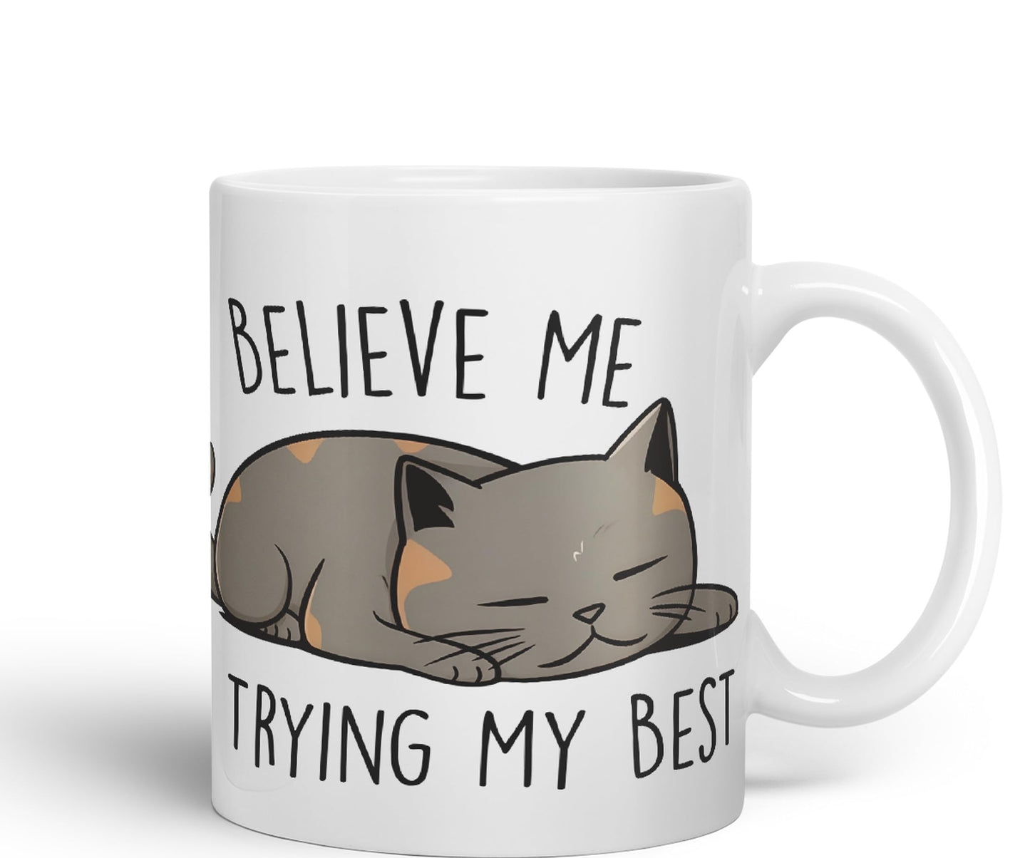 Vixar Belive Me I'm Trying My Best Cats Sarcastic Joke Ceramic Coloured Mug Cup for Tea Coffee Hot Brew 330ml 11oz