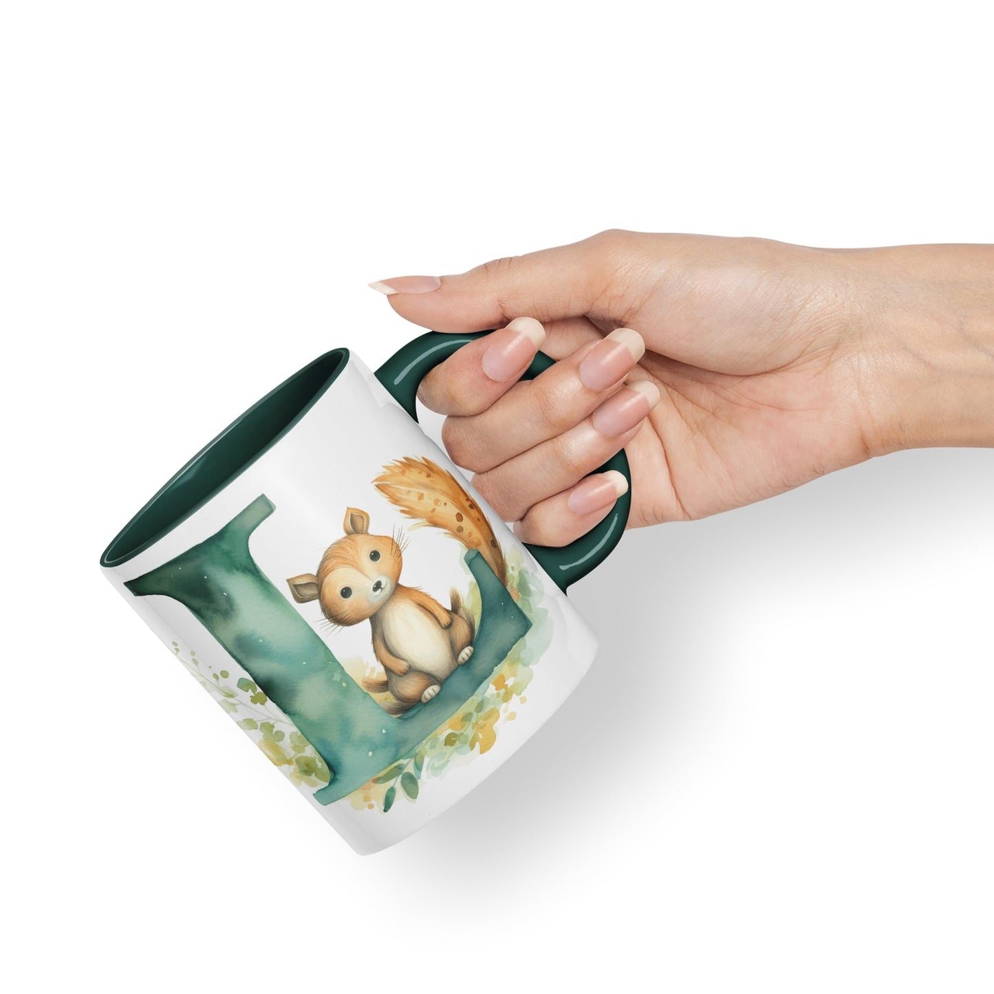 Letter L mug, Animals Alphabet Letter L Monogram animal for kids Ceramic Coloured Mug Cup for Tea Coffee Hot brew 330ml 11Oz Gift