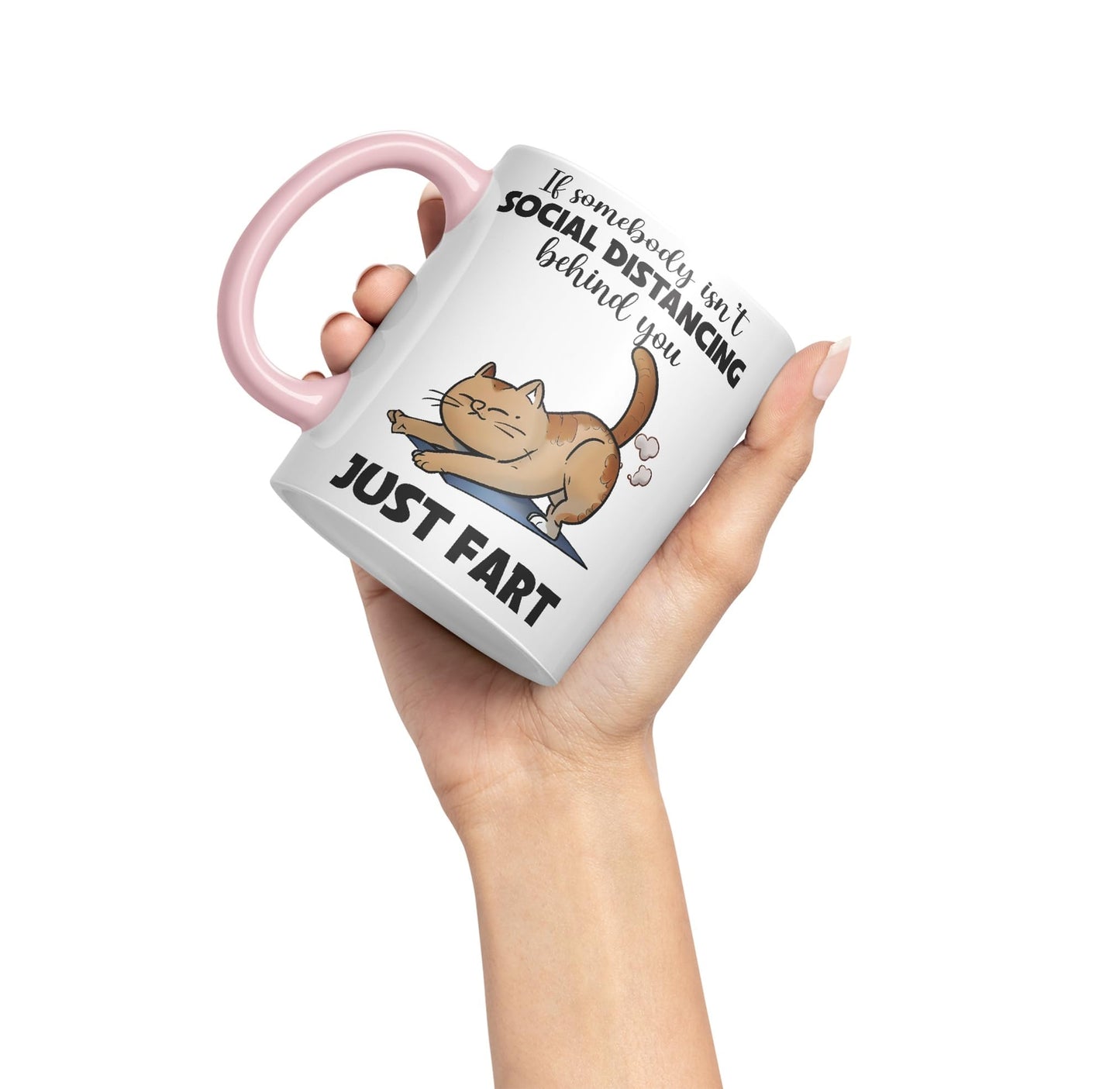 Vixar If Somebody Isn't Social Distancing Behind You Just Fart Cats Sarcastic Joke Ceramic Coloured Mug Cup for Tea Coffee Hot Brew 330ml 11oz