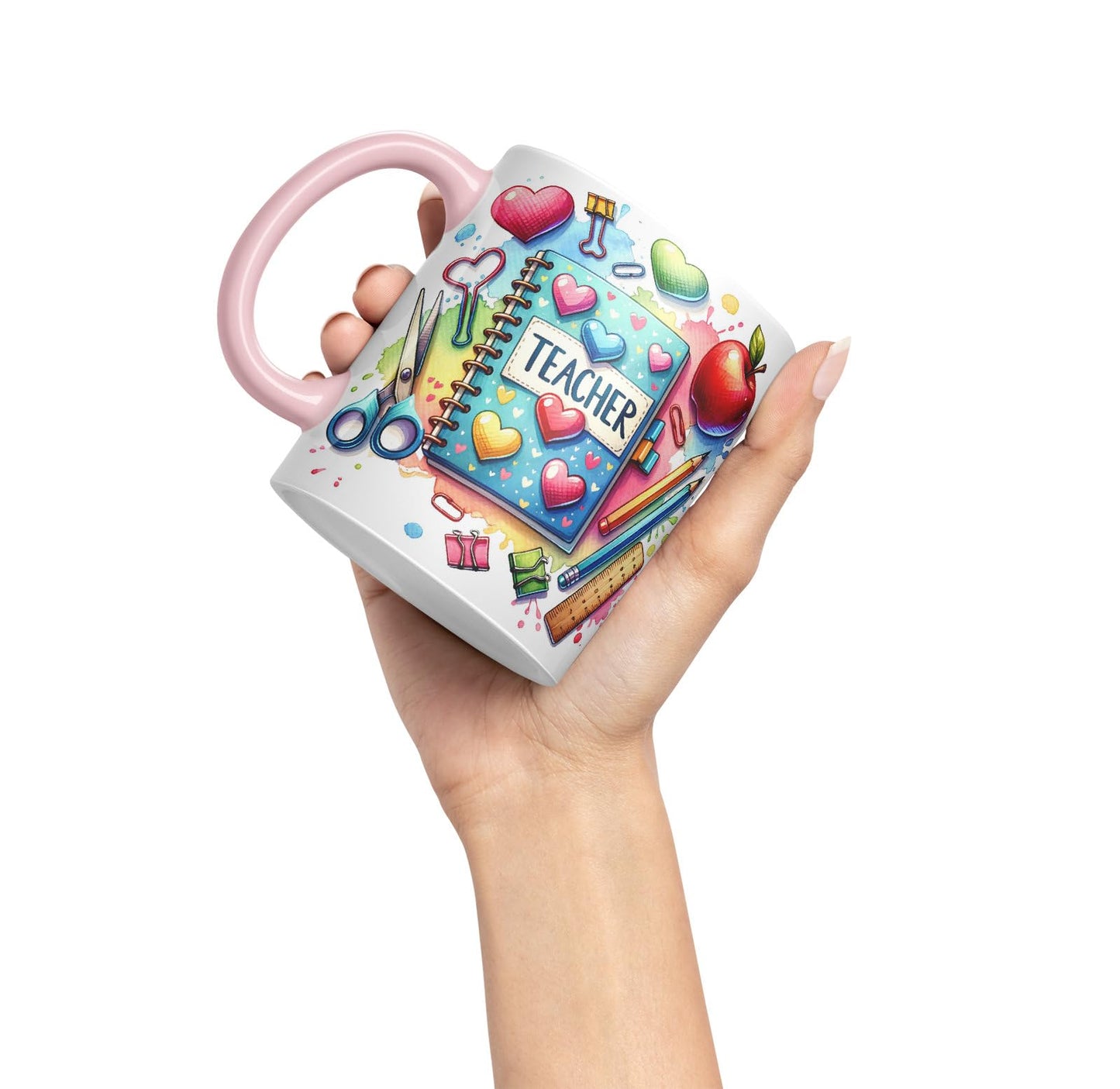 Vixar Teacher Mug Thank You, End of School Gift Ceramic Coloured Mug Cup for Tea Coffee Hot Brew 330ml 11Oz Gift