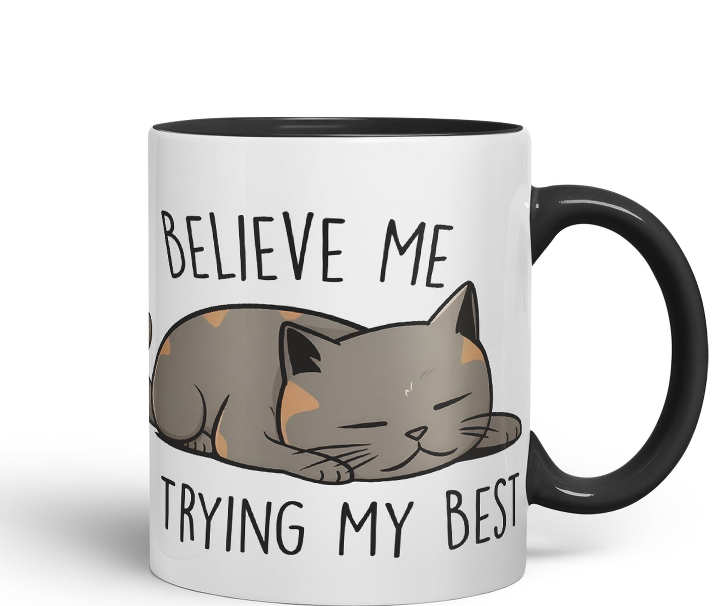 Vixar Belive Me I'm Trying My Best Cats Sarcastic Joke Ceramic Coloured Mug Cup for Tea Coffee Hot Brew 330ml 11oz