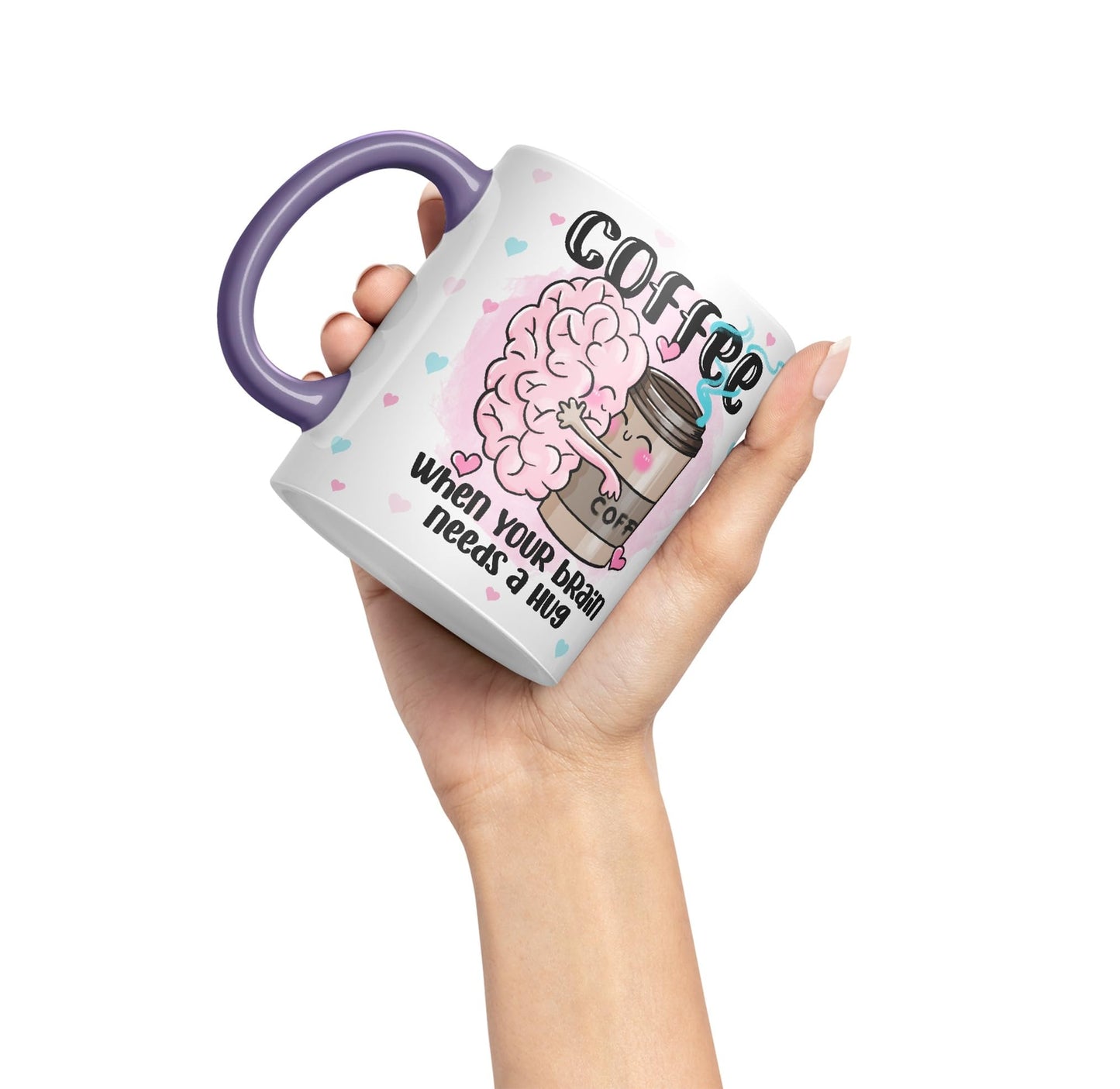 Vixar Coffee When You Brain Needs a Hug Ceramic Coloured Mug Cup Gift Tea Coffee Christmas Office Home Joke Sarcastic
