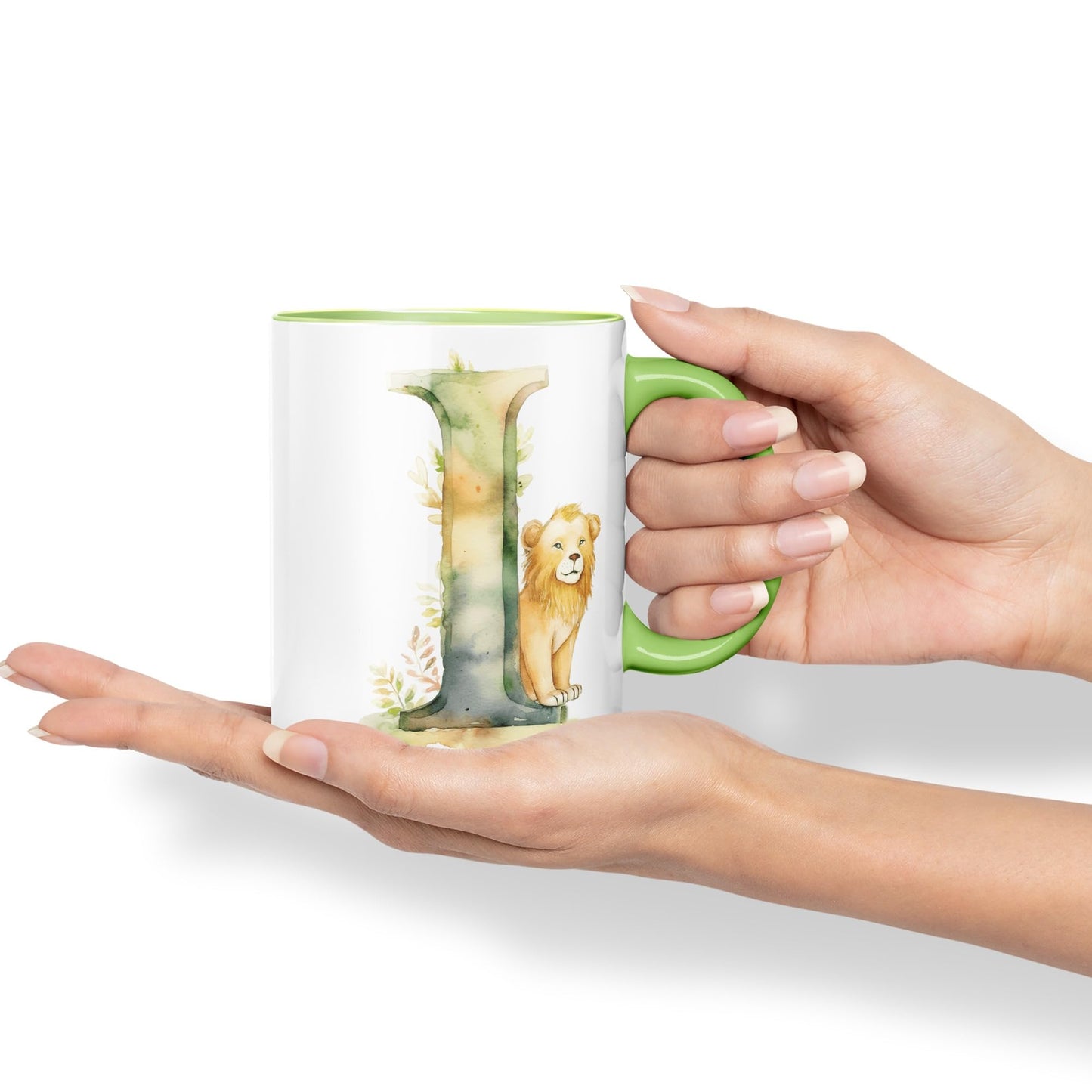 Letter I mug, Animals Alphabet Letter I Monogram animal for kids Ceramic Coloured Mug Cup for Tea Coffee Hot brew 330ml 11Oz Gift