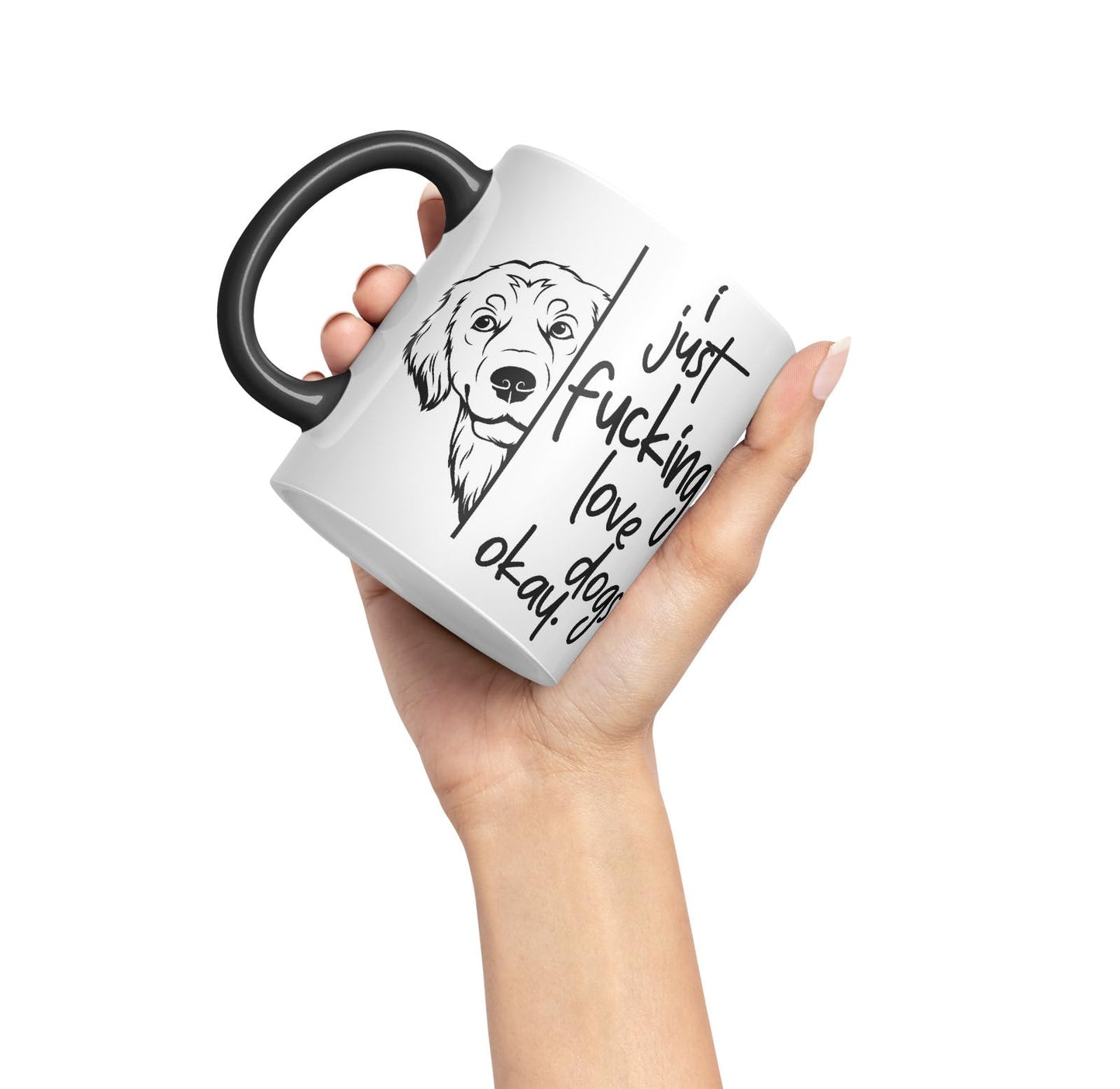 Vixar I just f_ucking Love Dogs Okay, Hidden, Hiding Dog cat Joke sarkasm Ceramic Coloured Mug Cup for Tea Coffee Hot Brew 330ml 11Oz Gift V2