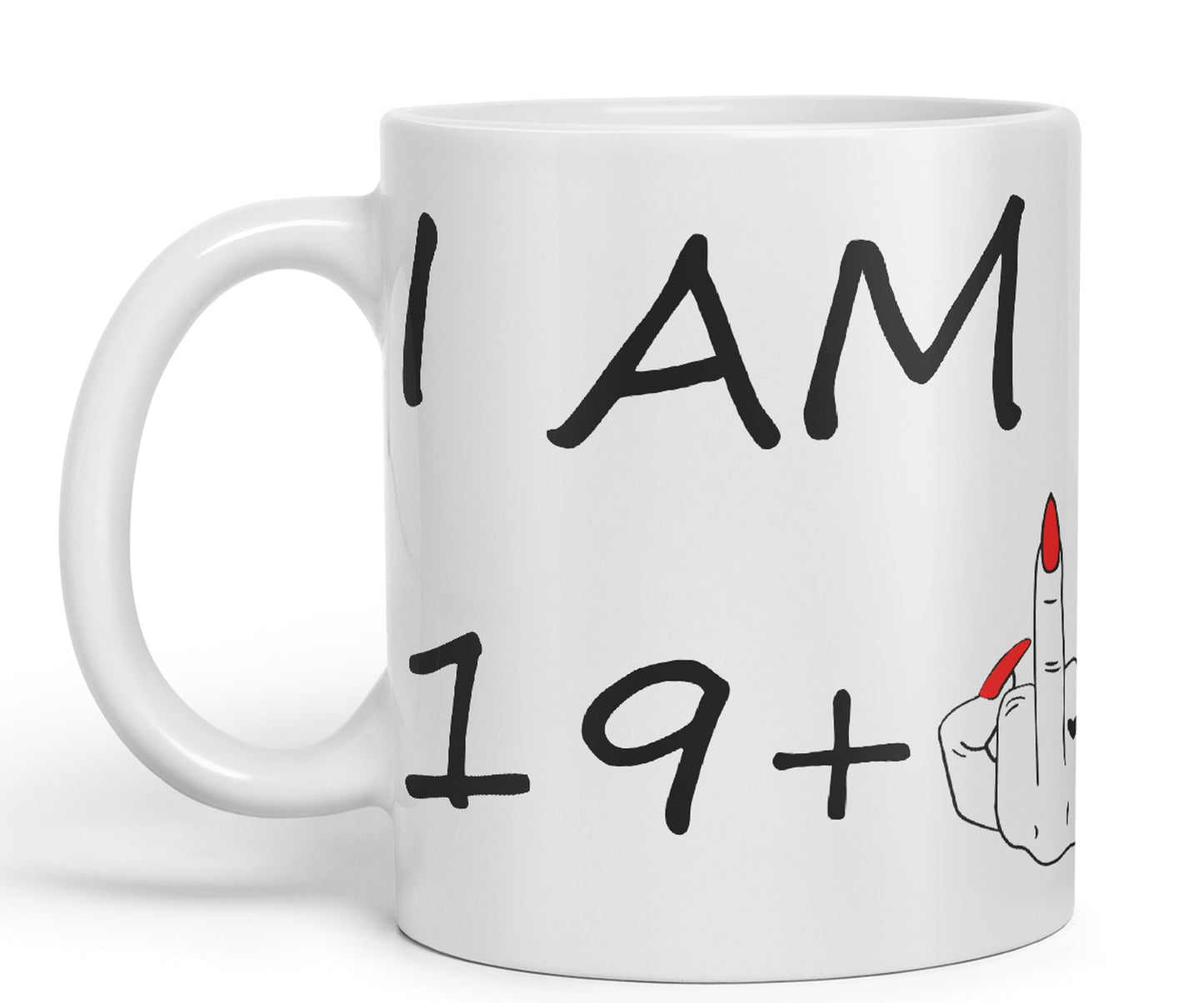 Vixar I am 19 + 1 Woman Hand Ceramic 330 ml, 11oz Coloured Mug Cup Gift Coffee Tea Happy Birthday Turning 20 Years Old as a Joke Celebration 20th Birthday Gift idea
