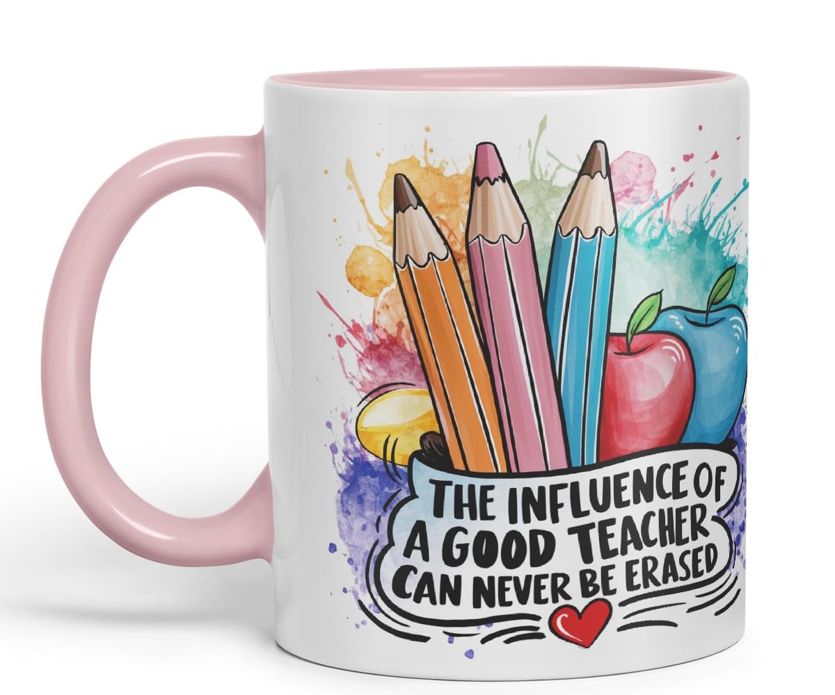 Vixar The Influence of a Good Teacher Can Never Be Erased – Teacher Coloured Mug Cup 11oz (Black)