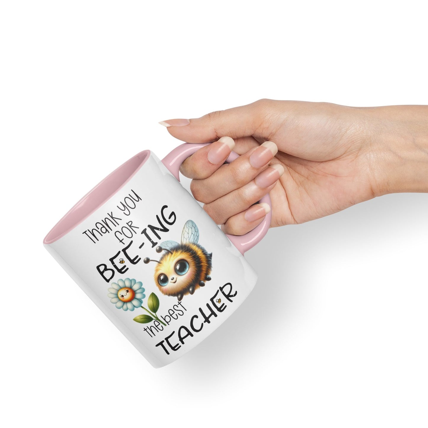 Teacher Thank You for Bee-ing The best teacher Ceramic Coloured Mug Cup for Tea Coffee Hot brew 330ml 11Oz