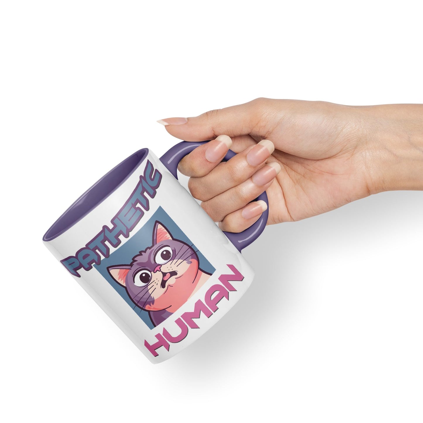 Pathetic Human Cats Cat Sarcastic Joke Ceramic Coloured Mug Cup for Tea Coffee Hot Brew 330ml 11Oz