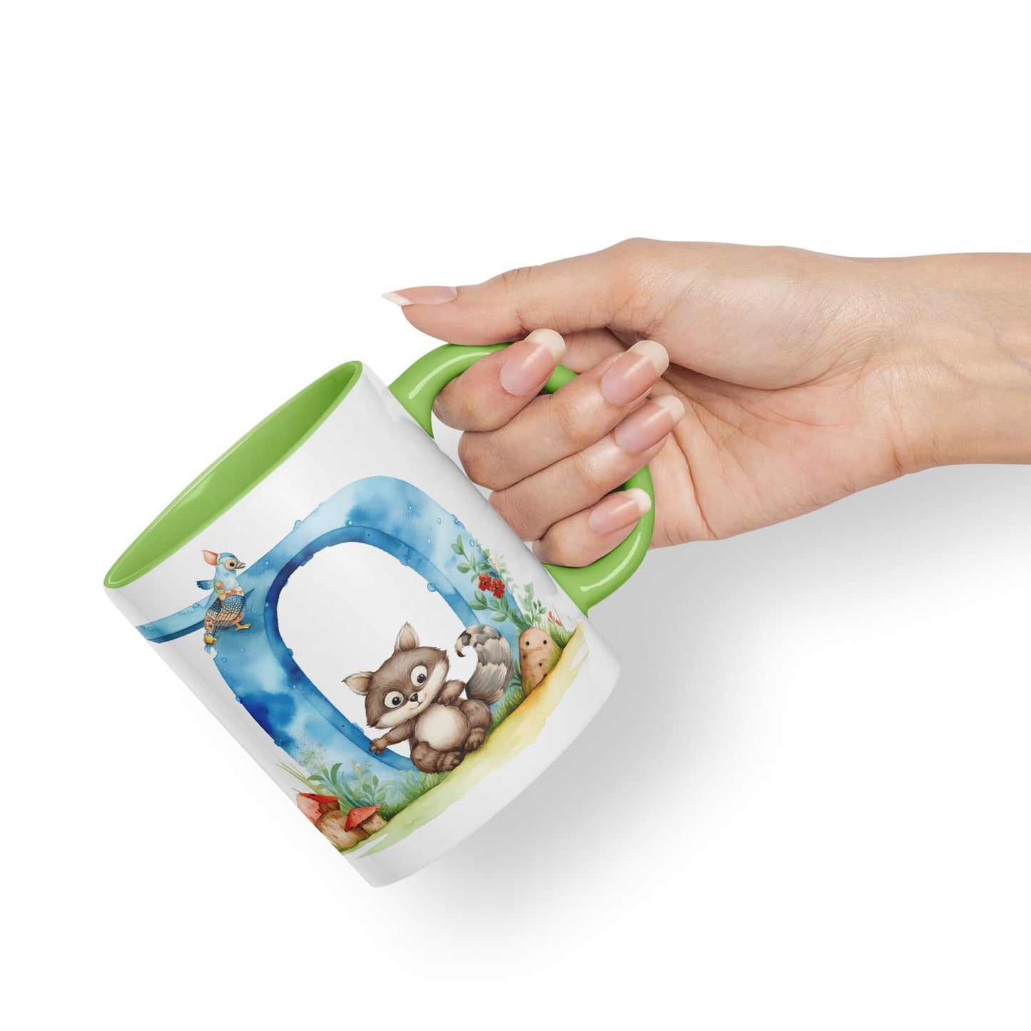 Letter Q mug, Animals Alphabet Letter Q Monogram animal for kids Ceramic Coloured Mug Cup for Tea Coffee Hot brew 330ml 11Oz Gift