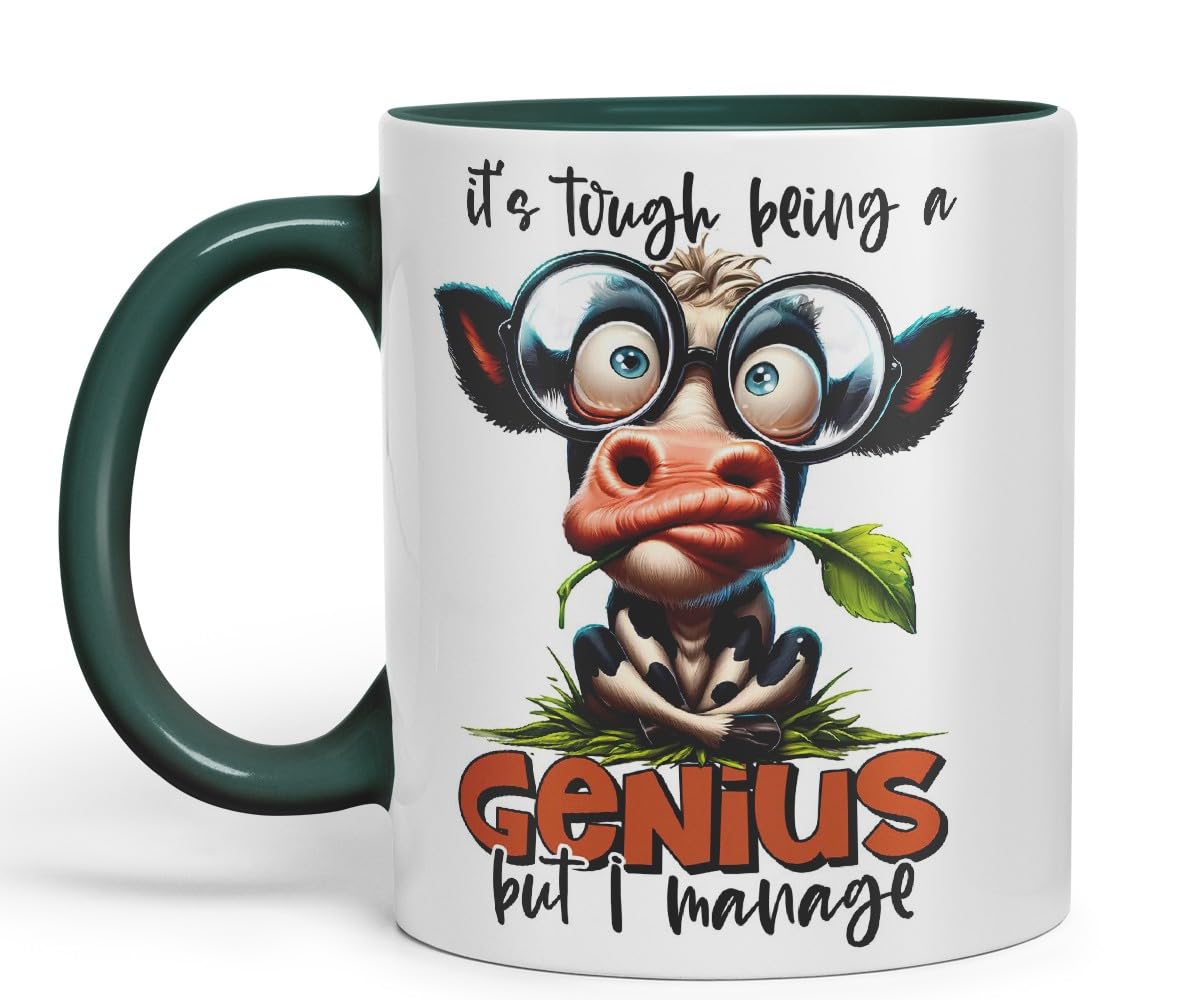 Vixar It’s Tough Being a Genius – But I Manage Coloured Ceramic Mug Cup 11oz Funny Sarcastic Gift (Black)