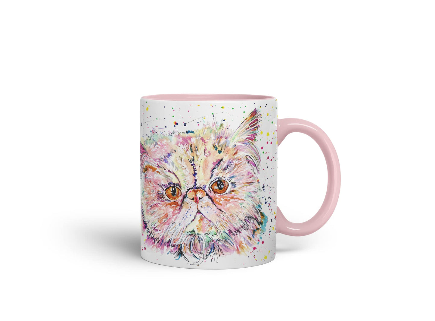 Vixar Persian Cat Kitten Pet Animals Watercolour Art Coloured Mug Cup Gift Birthday Work Office Tea Coffee