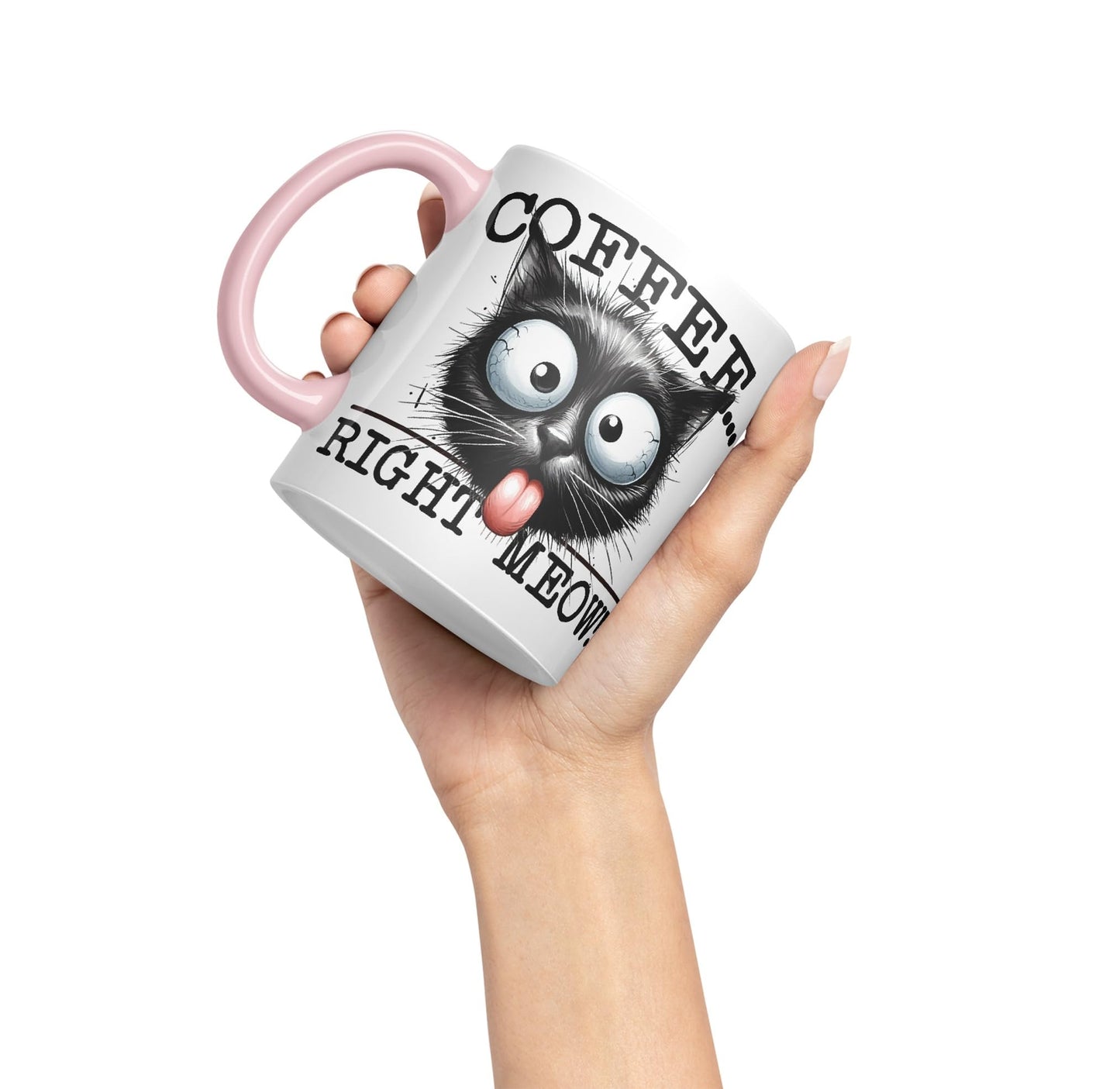 Coffee Right Meaw!! Cat Kitten, Joke sarkasm Sarcastic Ceramic Coloured Mug Cup for Tea Coffee Hot Brew 330ml 11Oz Gift