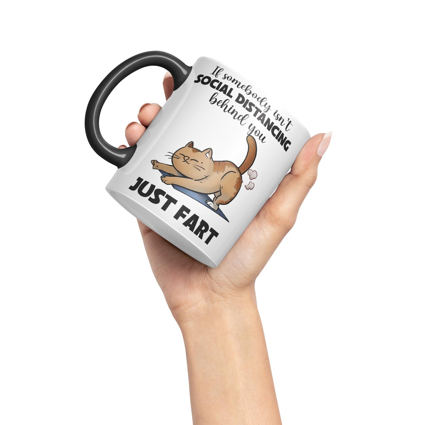 Vixar If Somebody Isn't Social Distancing Behind You Just Fart Cats Sarcastic Joke Ceramic Coloured Mug Cup for Tea Coffee Hot Brew 330ml 11oz