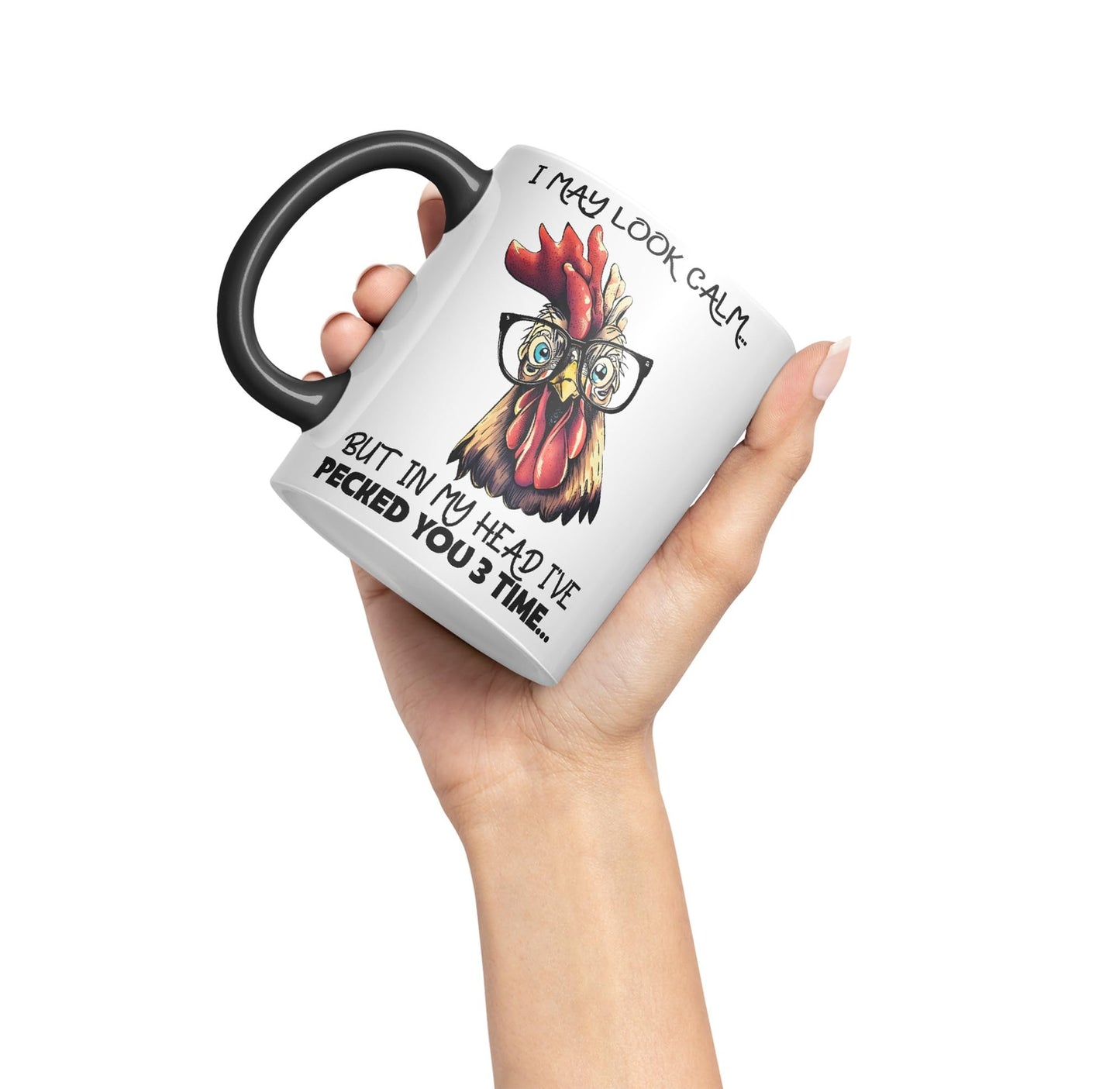 Vixar I May Look Calm.. Chickens Sarcastic Joke Ceramic Coloured Mug Cup for Tea Coffee Hot Brew 330ml 11oz