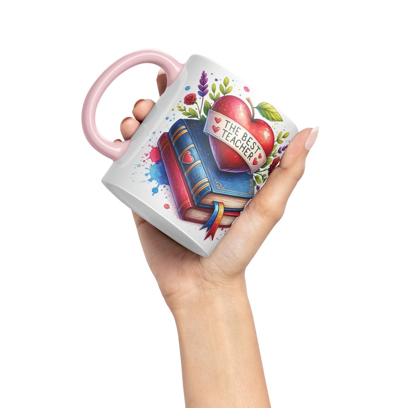 Vixar Best Teacher Mug Thank You, End of School Gift Ceramic Coloured Mug Cup for Tea Coffee Hot Brew 330ml 11Oz Gift BT4