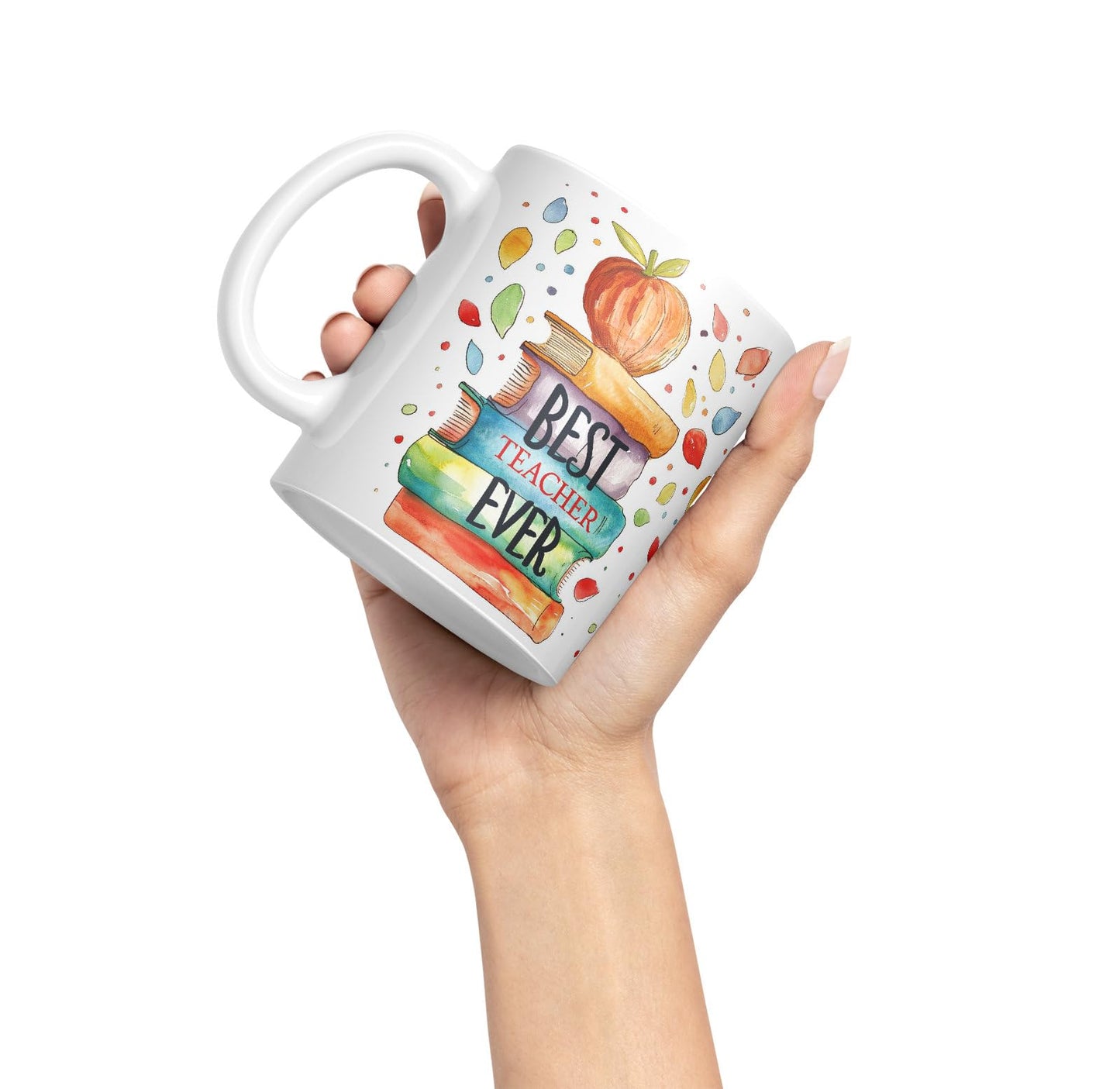 Vixar Best Teacher Mug Thank You, End of School Gift Ceramic Coloured Mug Cup for Tea Coffee Hot Brew 330ml 11Oz Gift Bta1