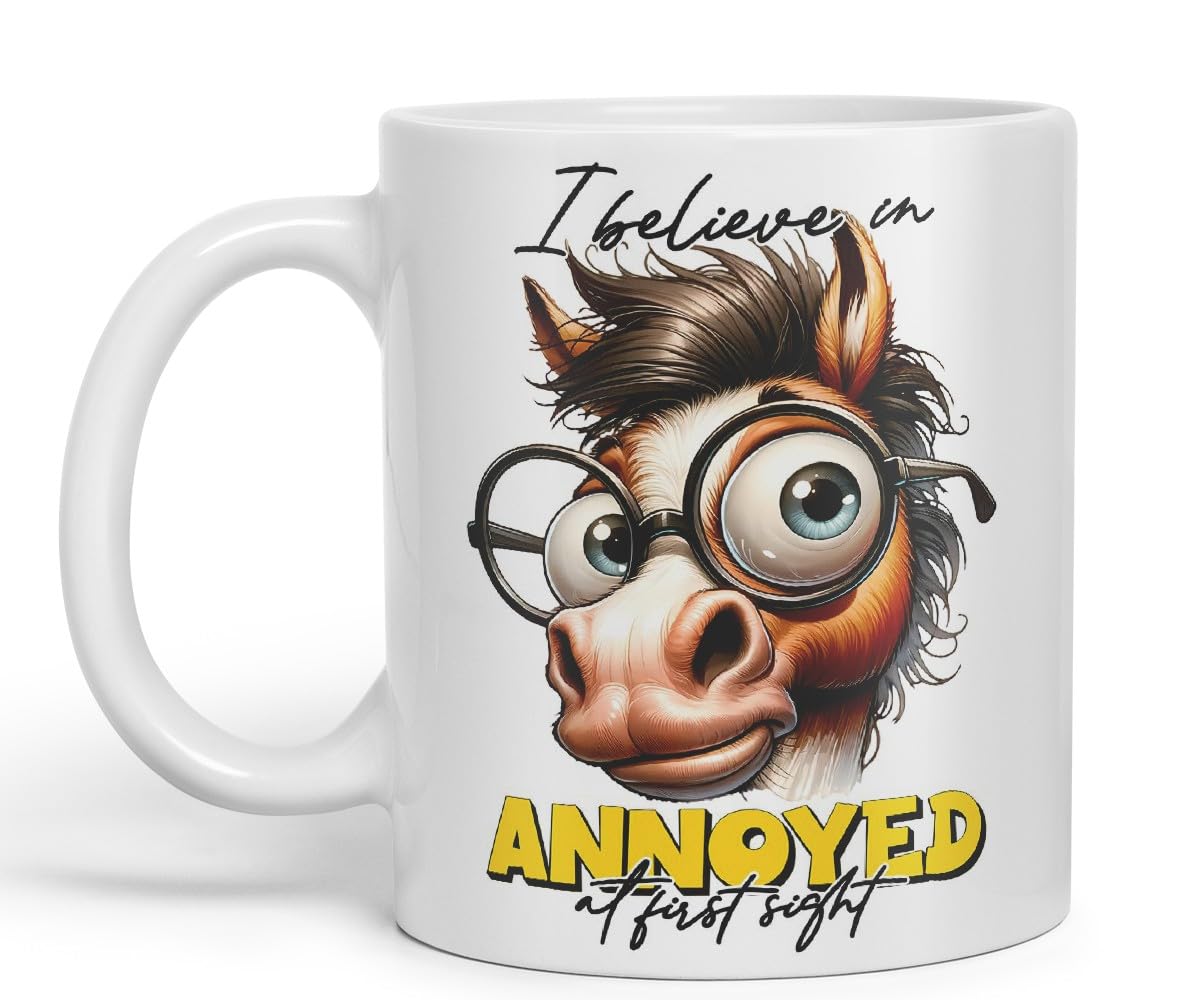 Vixar I Believe in Annoyed at First Sight Coloured Ceramic Mug Cup 11oz Funny Sarcastic Gift (Black)