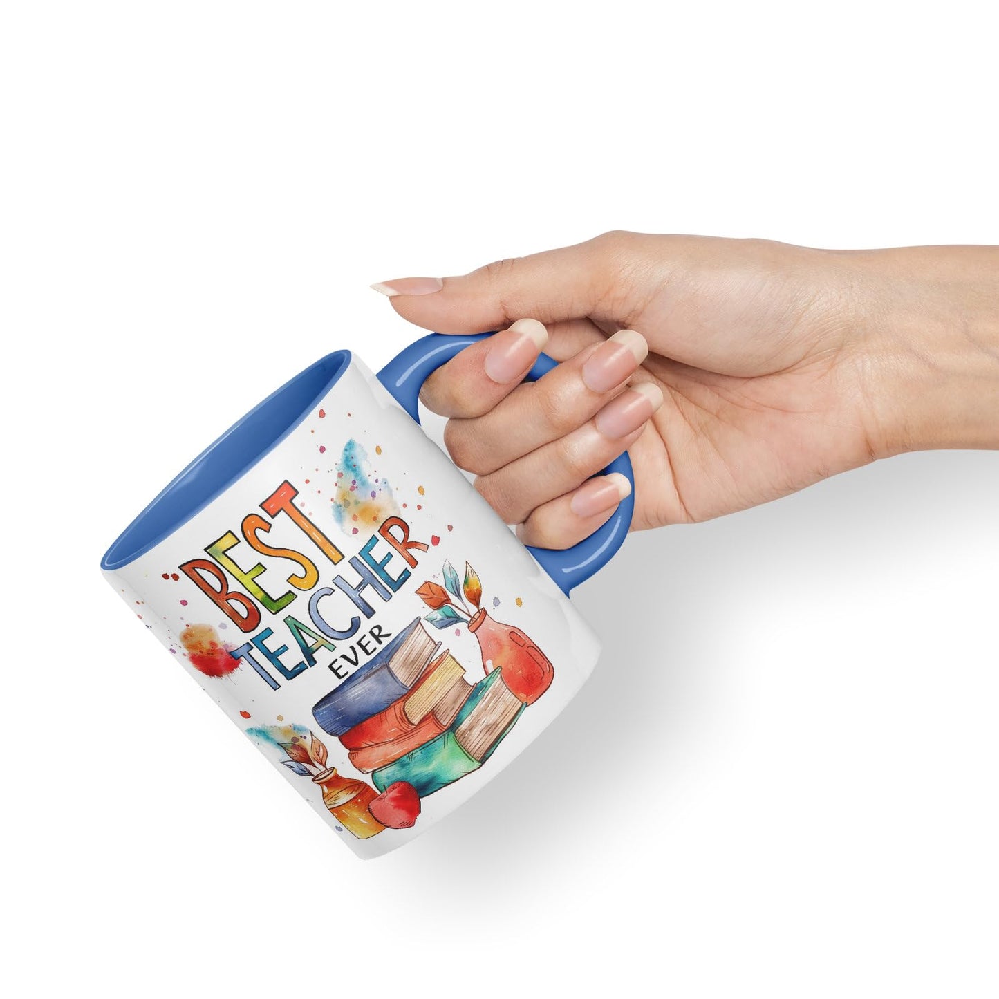 Vixar Best Teacher Mug Thank You, End of School Gift Ceramic Coloured Mug Cup for Tea Coffee Hot Brew 330ml 11Oz Gift Bta2