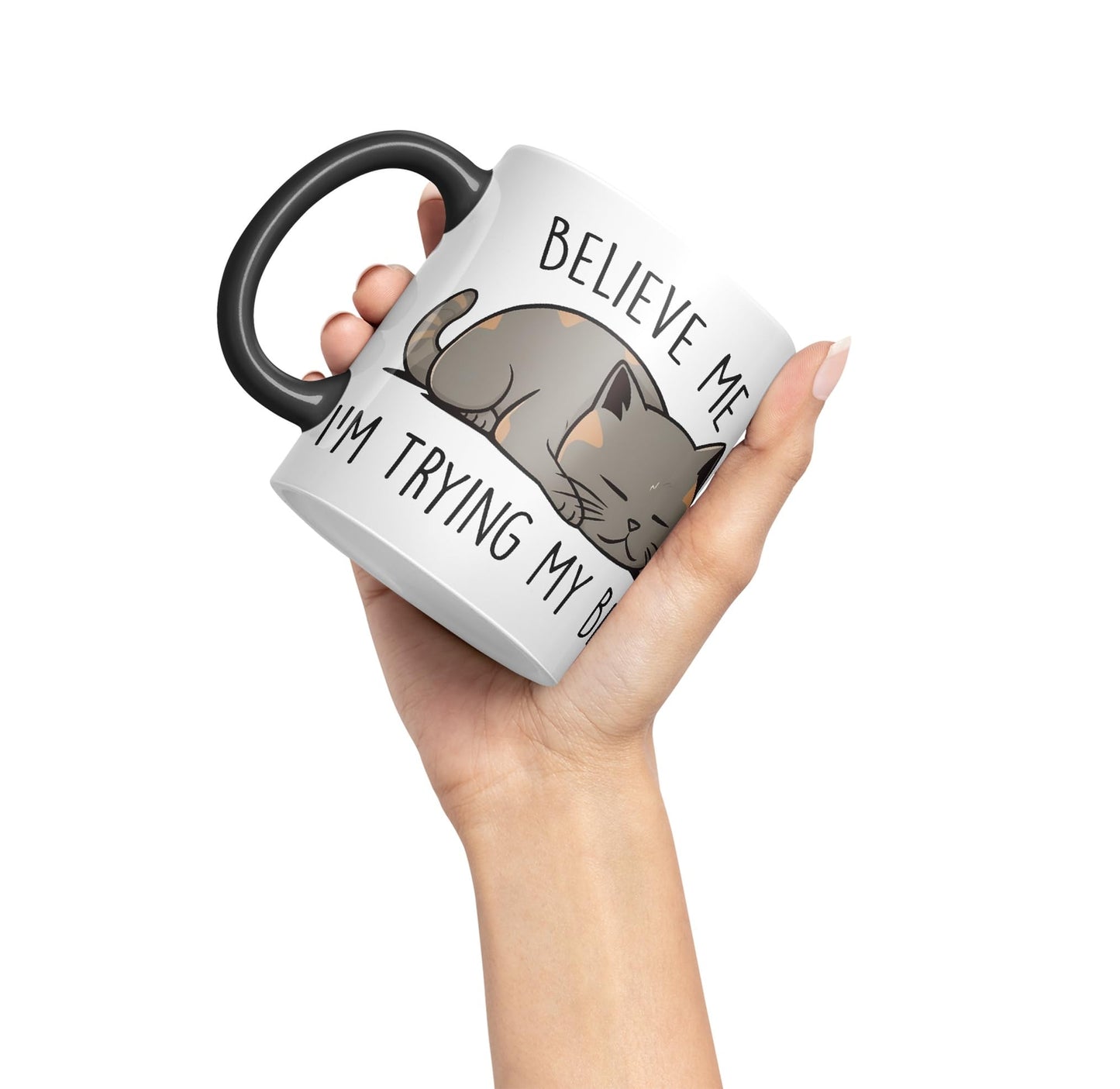 Vixar Belive Me I'm Trying My Best Cats Sarcastic Joke Ceramic Coloured Mug Cup for Tea Coffee Hot Brew 330ml 11oz