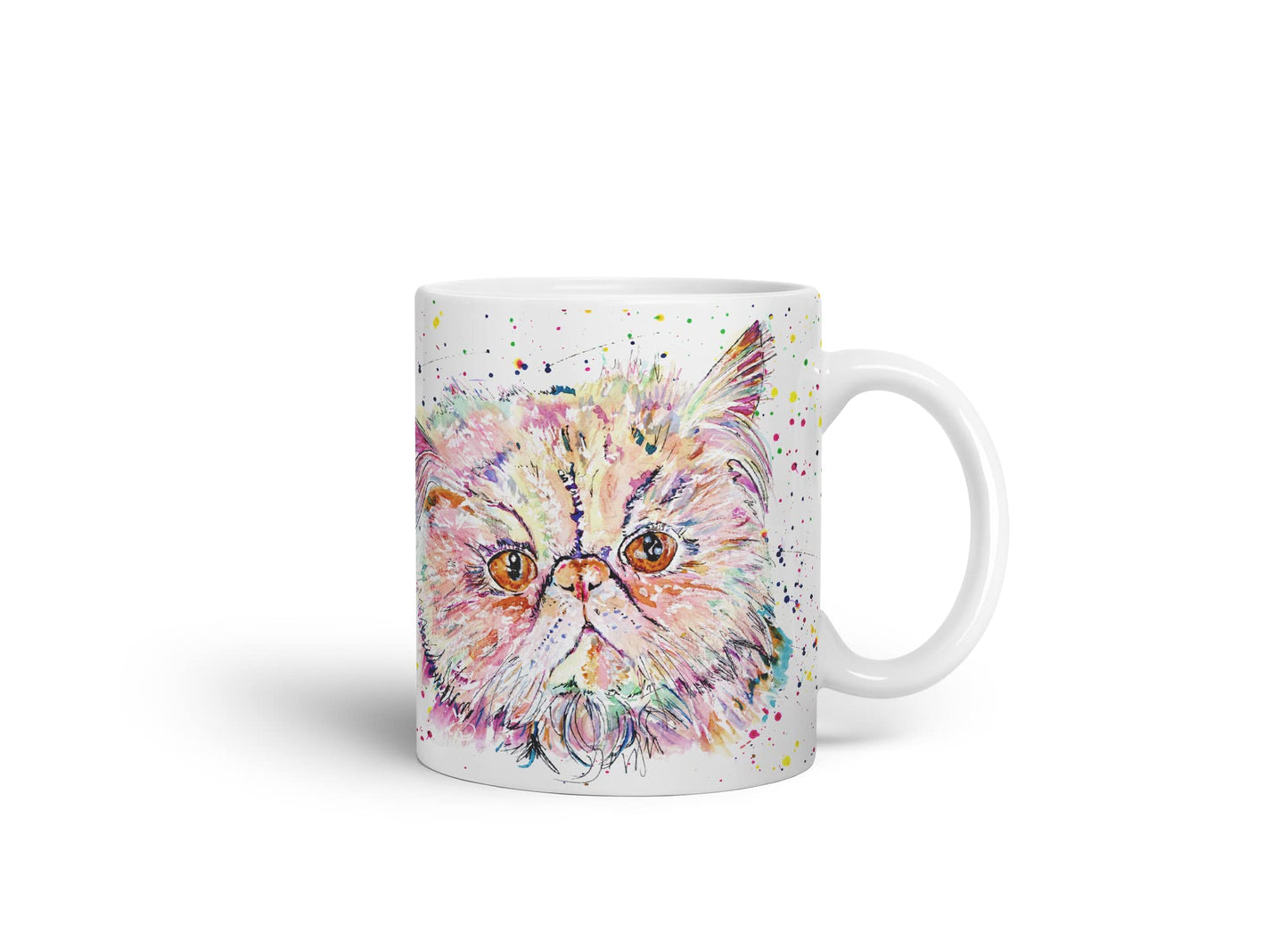 Vixar Persian Cat Kitten Pet Animals Watercolour Art Coloured Mug Cup Gift Birthday Work Office Tea Coffee