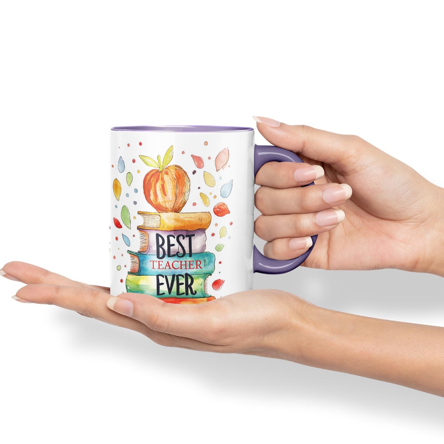 Vixar Best Teacher Mug Thank You, End of School Gift Ceramic Coloured Mug Cup for Tea Coffee Hot Brew 330ml 11Oz Gift Bta1