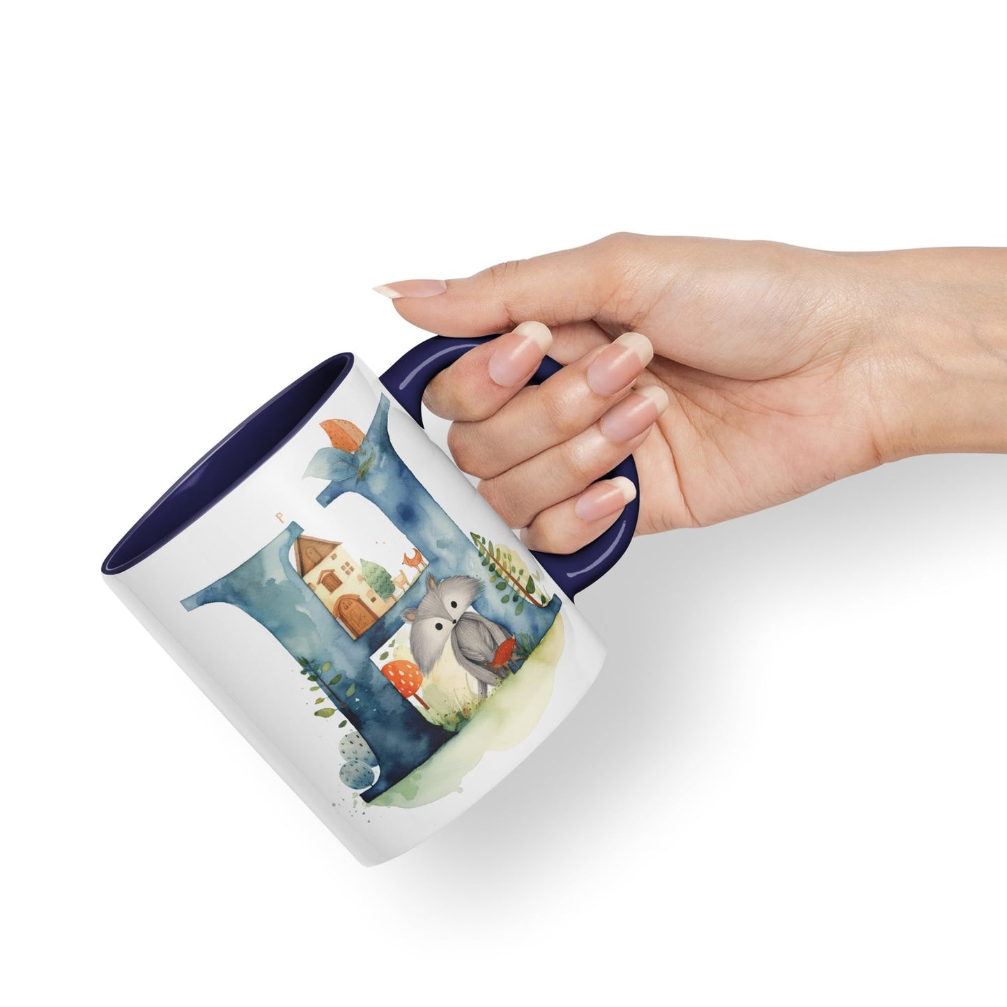 Letter H mug, Animals Alphabet Letter H Monogram animal for kids Ceramic Coloured Mug Cup for Tea Coffee Hot brew 330ml 11Oz Gift