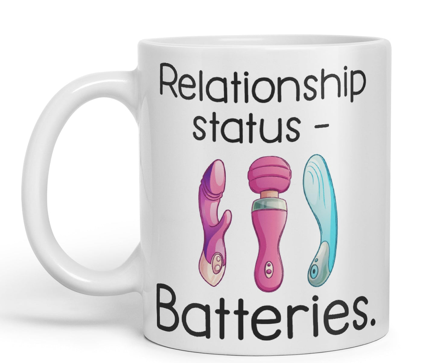 Vixar Relationship Status Batteries Adult Joke Sarcastic Tree Presents Coloured Ceramic Mug Cup Gift 330ml 11oz Work Office Tea Coffee Gift