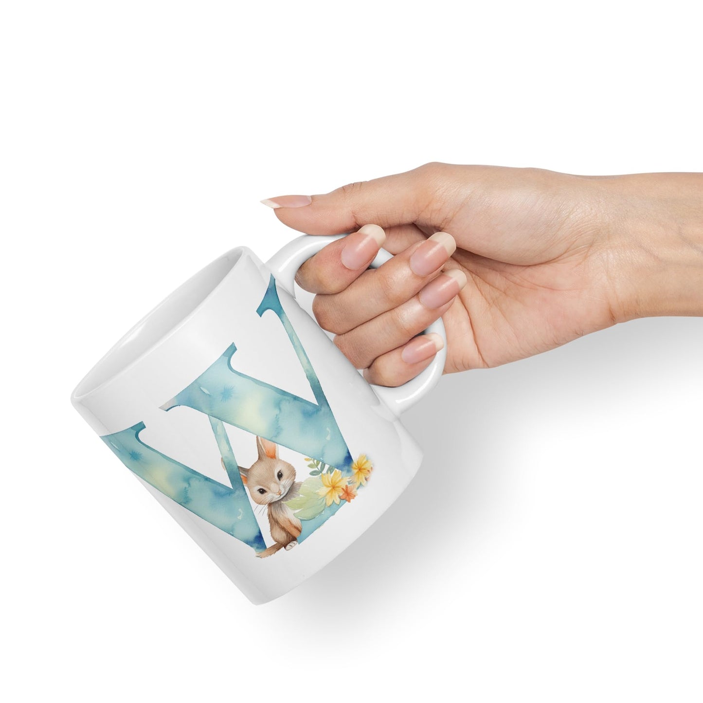 Letter W mug, Animals Alphabet Letter W Monogram animal for kids Ceramic Coloured Mug Cup for Tea Coffee Hot brew 330ml 11Oz Gift