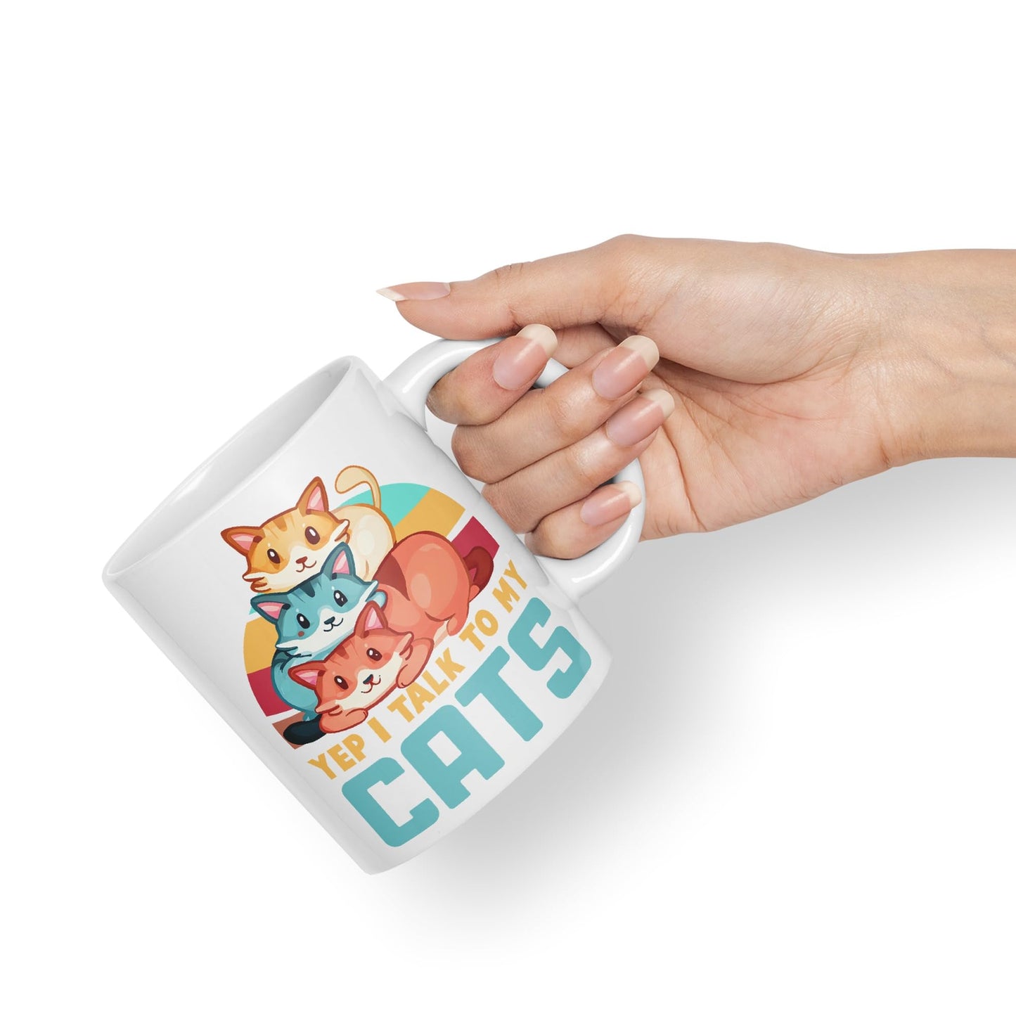 Yep I Talk to My Cats cat Sarcastic Joke Ceramic Coloured Mug Cup for Tea Coffee Hot Brew 330ml 11Oz