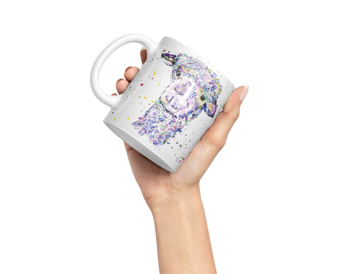 Vixar Llama lama Wildlife Farm Animals Watercolour Art Coloured Mug Cup Gift Birthday Work Office Tea Coffee