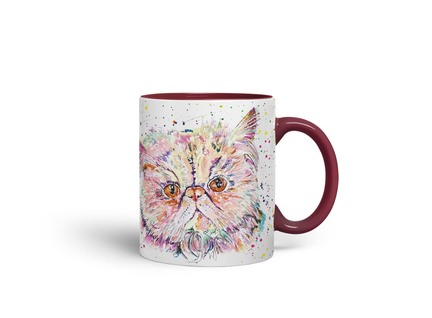 Vixar Persian Cat Kitten Pet Animals Watercolour Art Coloured Mug Cup Gift Birthday Work Office Tea Coffee