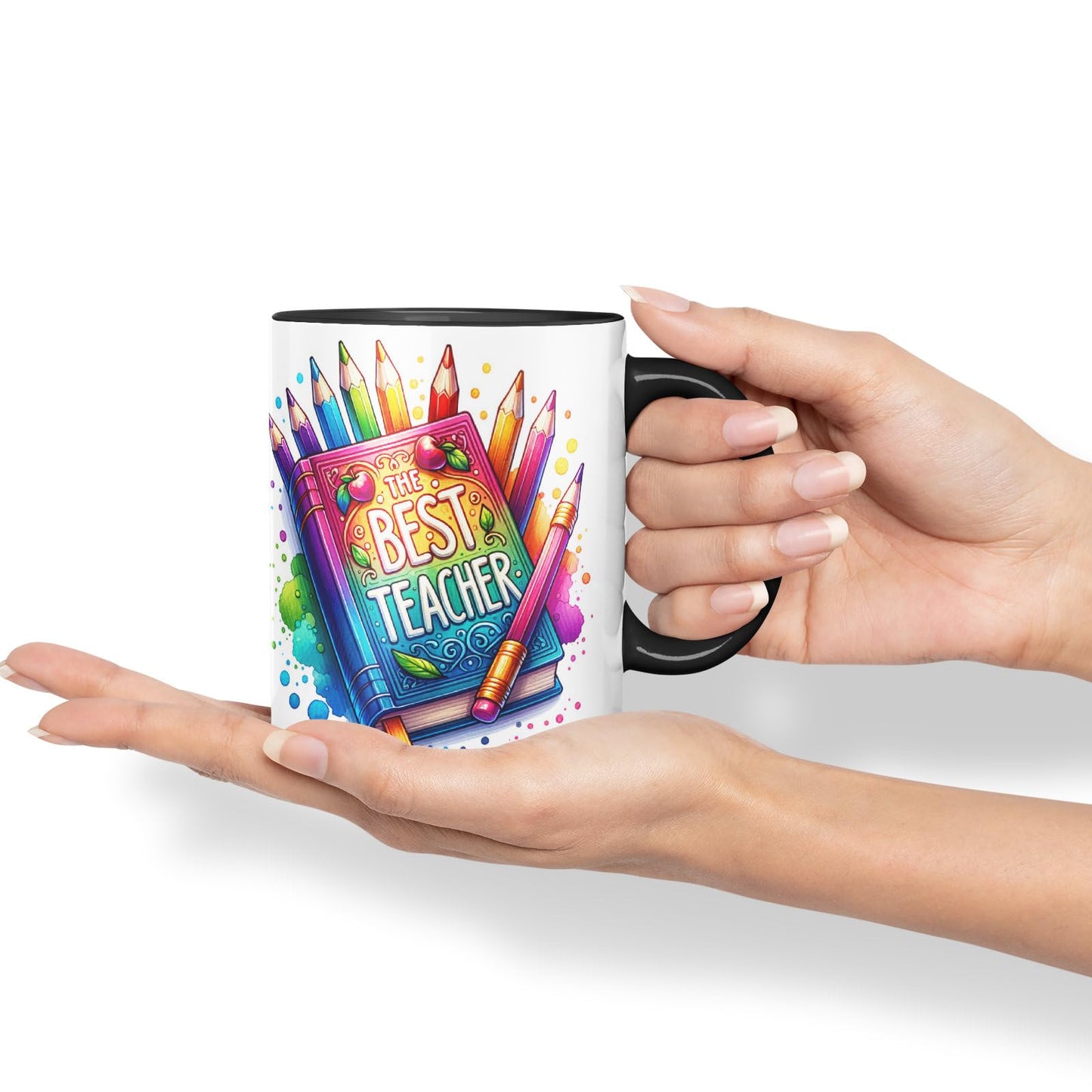 Vixar Best Teacher Mug Thank You, End of School Gift Ceramic Coloured Mug Cup for Tea Coffee Hot Brew 330ml 11Oz Gift BT1