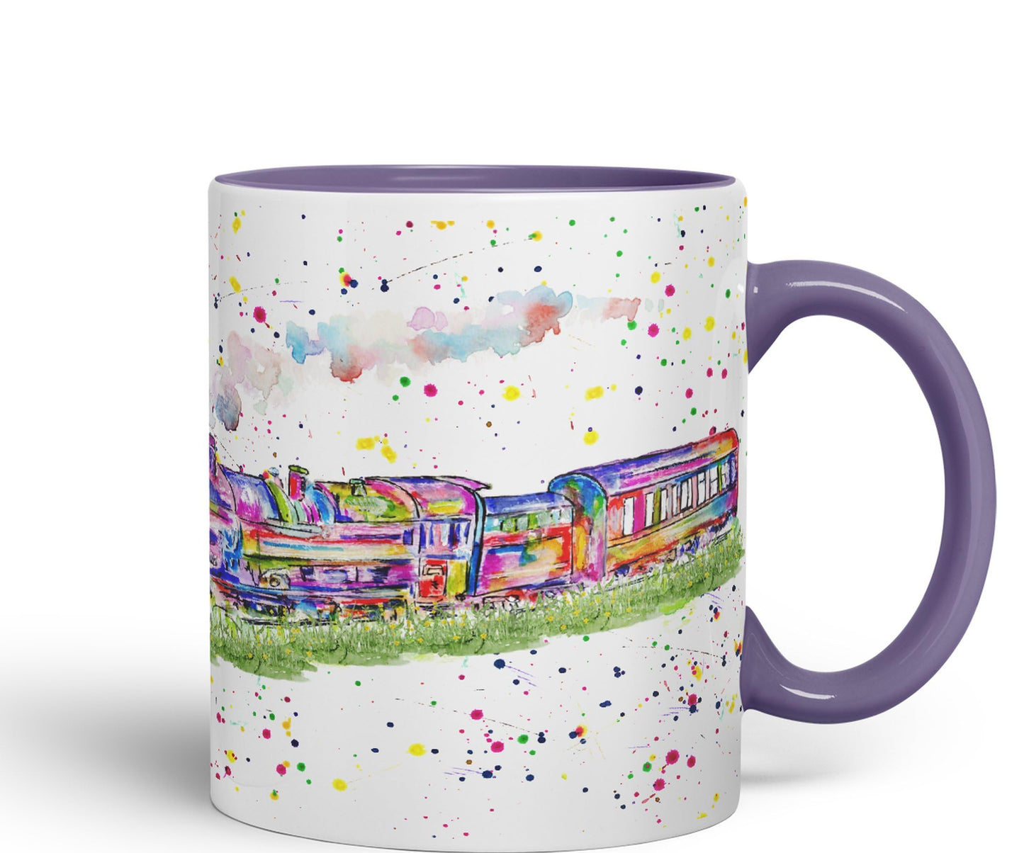Vixar Steam Train Watercolour Art Coloured 330 ml Mug Cup Gift Birthday Work Office Tea Coffee