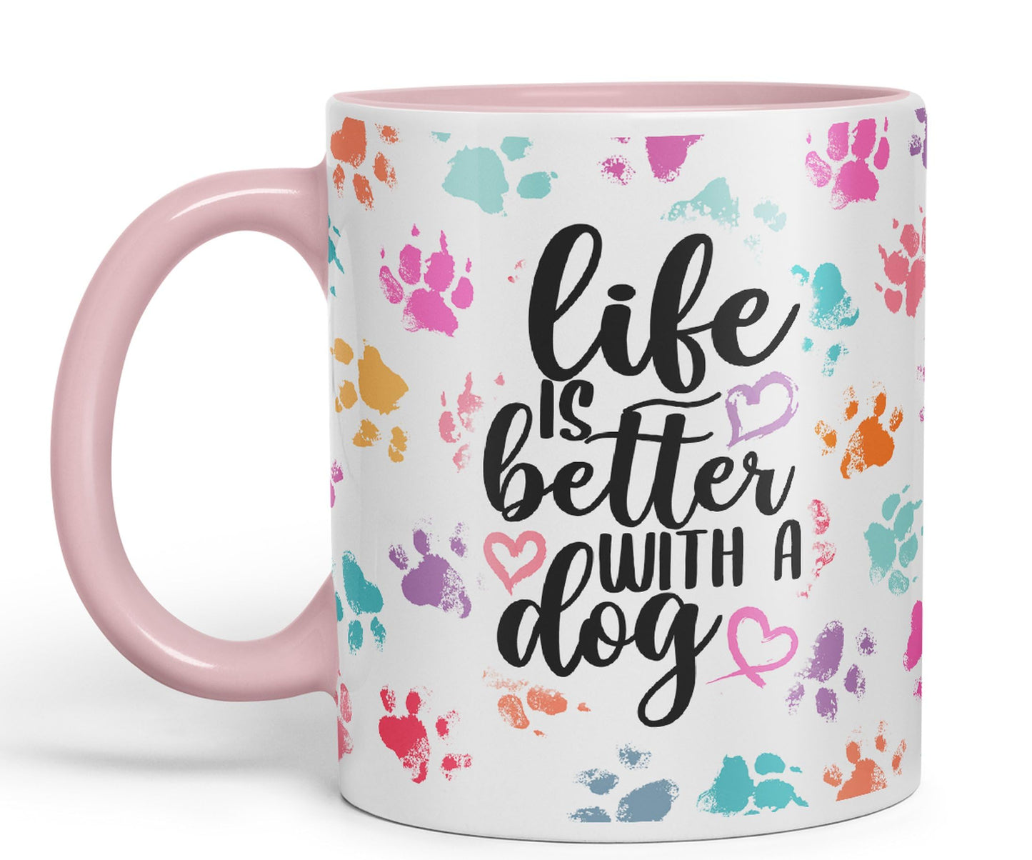 Vixar Life is Better with a Dog Coloured Ceramic Mug Cup Gift 330ml 11oz Work Office Tea Coffee