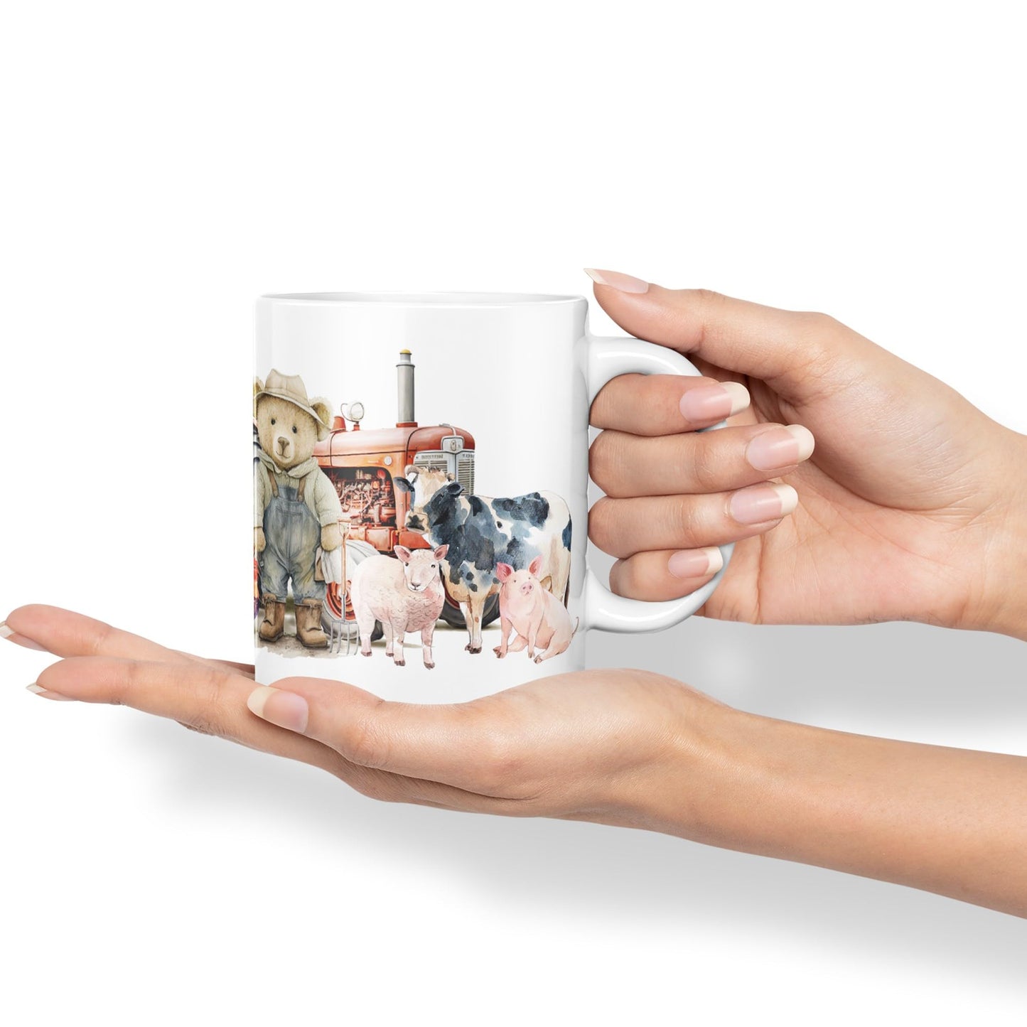 Vixar Teddy Bear Farmer Farm Tractor Ceramic Mug Coloured Mug Cup Gift Birthday Work Office Tea Coffee