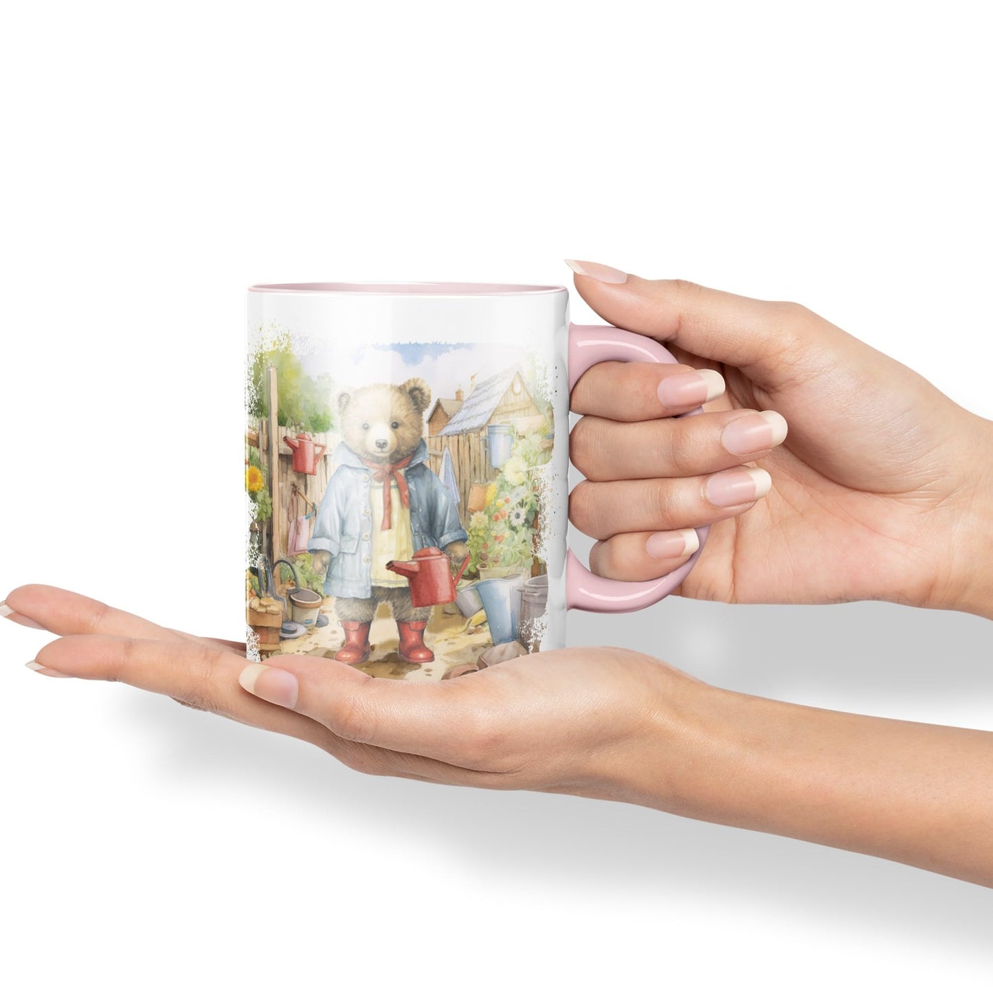 Vixar Teddy Bear Gardener Women Garden Ceramic Mug Coloured Mug Cup Gift Birthday Work Office Tea Coffee