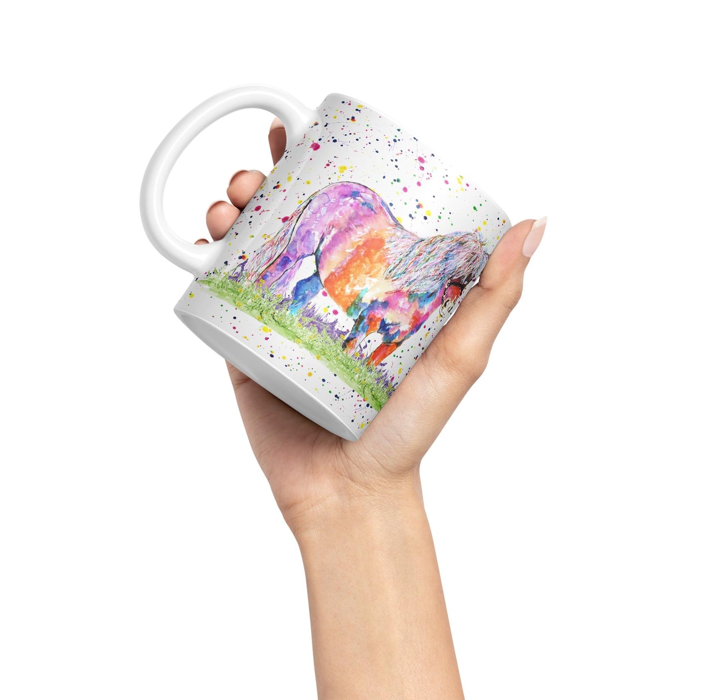 Vixar Shetland Pony Horse Pet Watercolour Art Coloured 330 ml Mug Cup Gift Birthday Work Office Tea Coffee