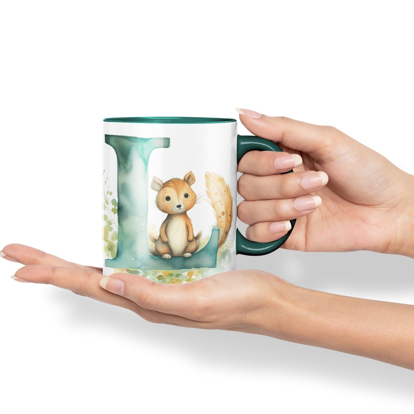 Letter L mug, Animals Alphabet Letter L Monogram animal for kids Ceramic Coloured Mug Cup for Tea Coffee Hot brew 330ml 11Oz Gift