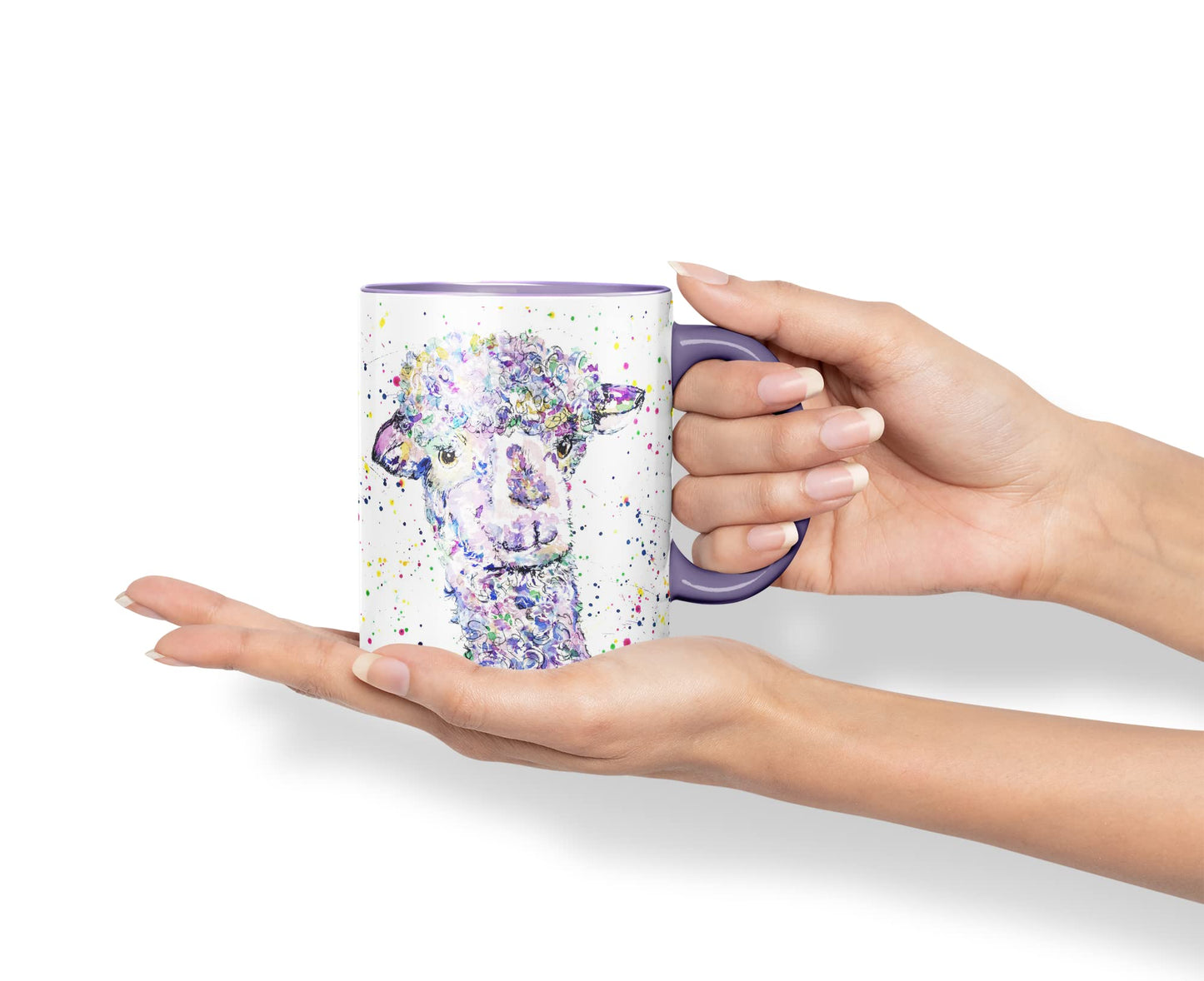 Vixar Llama lama Wildlife Farm Animals Watercolour Art Coloured Mug Cup Gift Birthday Work Office Tea Coffee