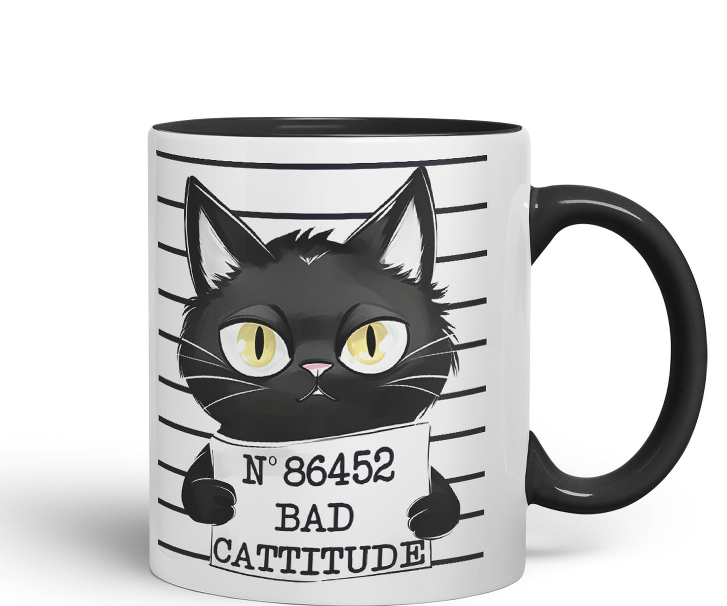 Vixar Bad Cattitude Prison Cats Sarcastic Joke Ceramic Coloured Mug Cup for Tea Coffee Hot Brew 330ml 11Oz