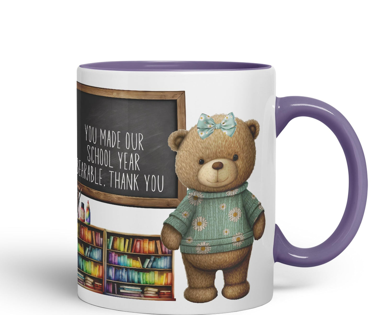 Vixar Teddy Bear Mrs Teacher Gift Women Ceramic Mug Coloured Mug Cup Gift end of School Tea Coffee
