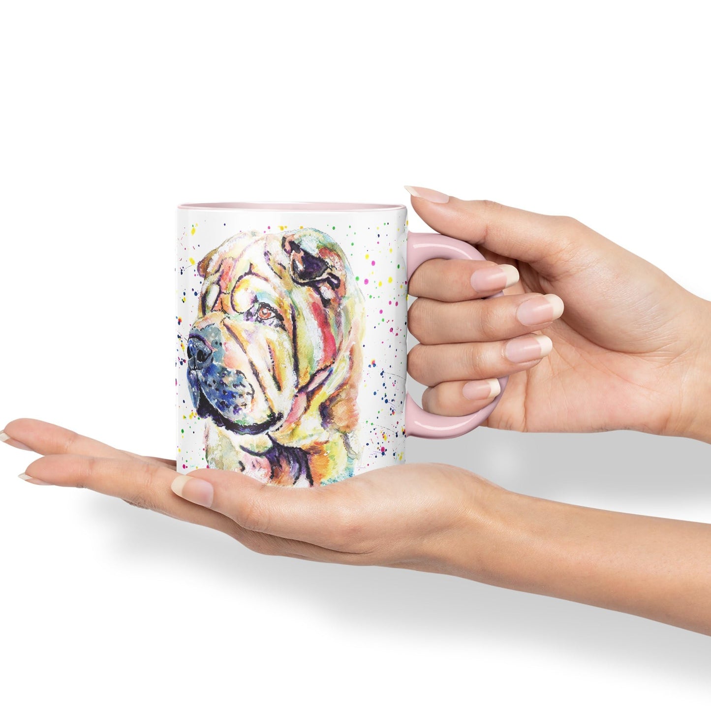 Vixar Shar Pei Wrinkly Chinese Dog Pet Animal Watercolour Art Coloured 330 ml Mug Cup Gift Birthday Work Office Tea Coffee